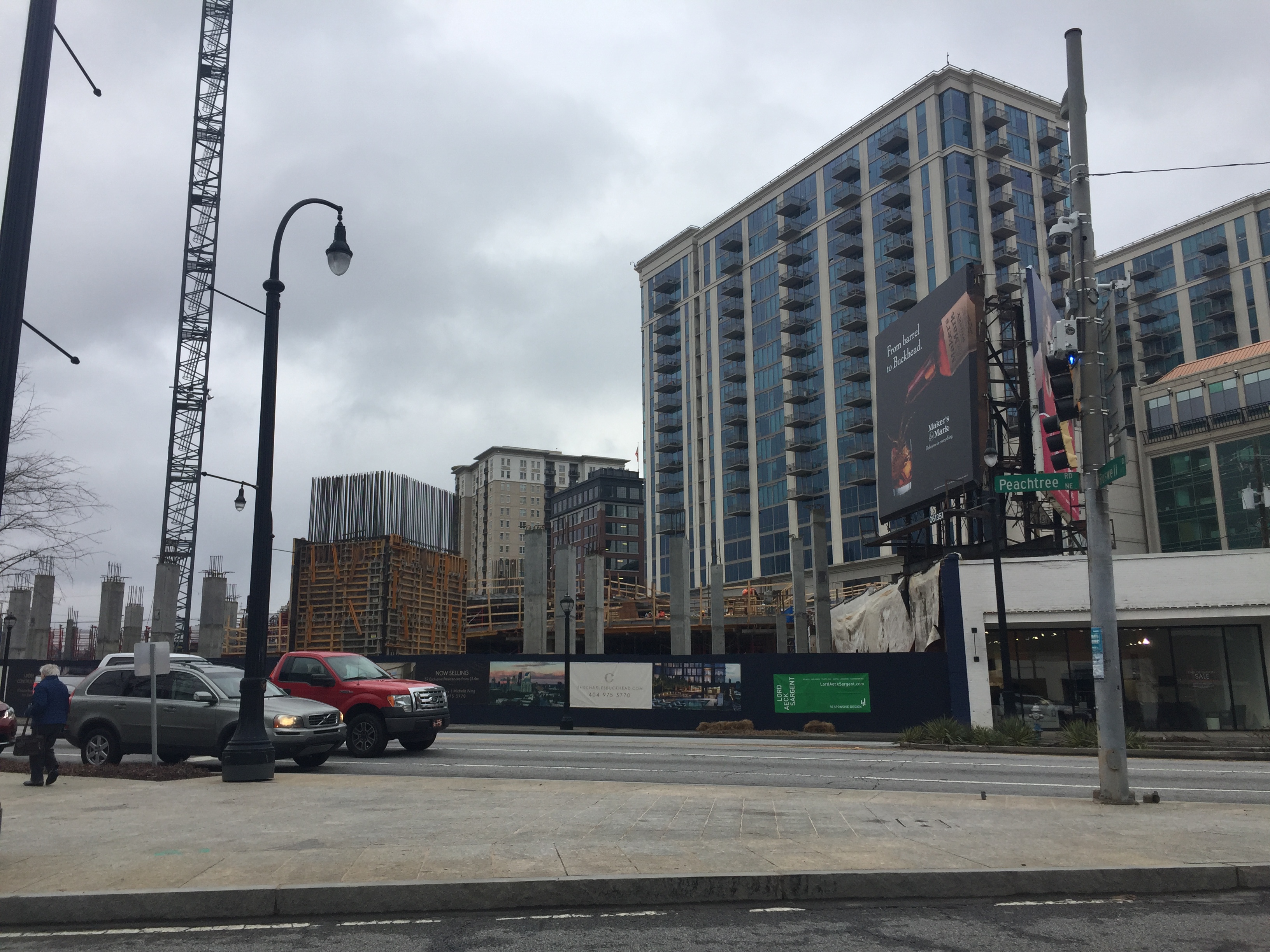 Buckhead village beyond, with construction beginning along Peachtree Road.