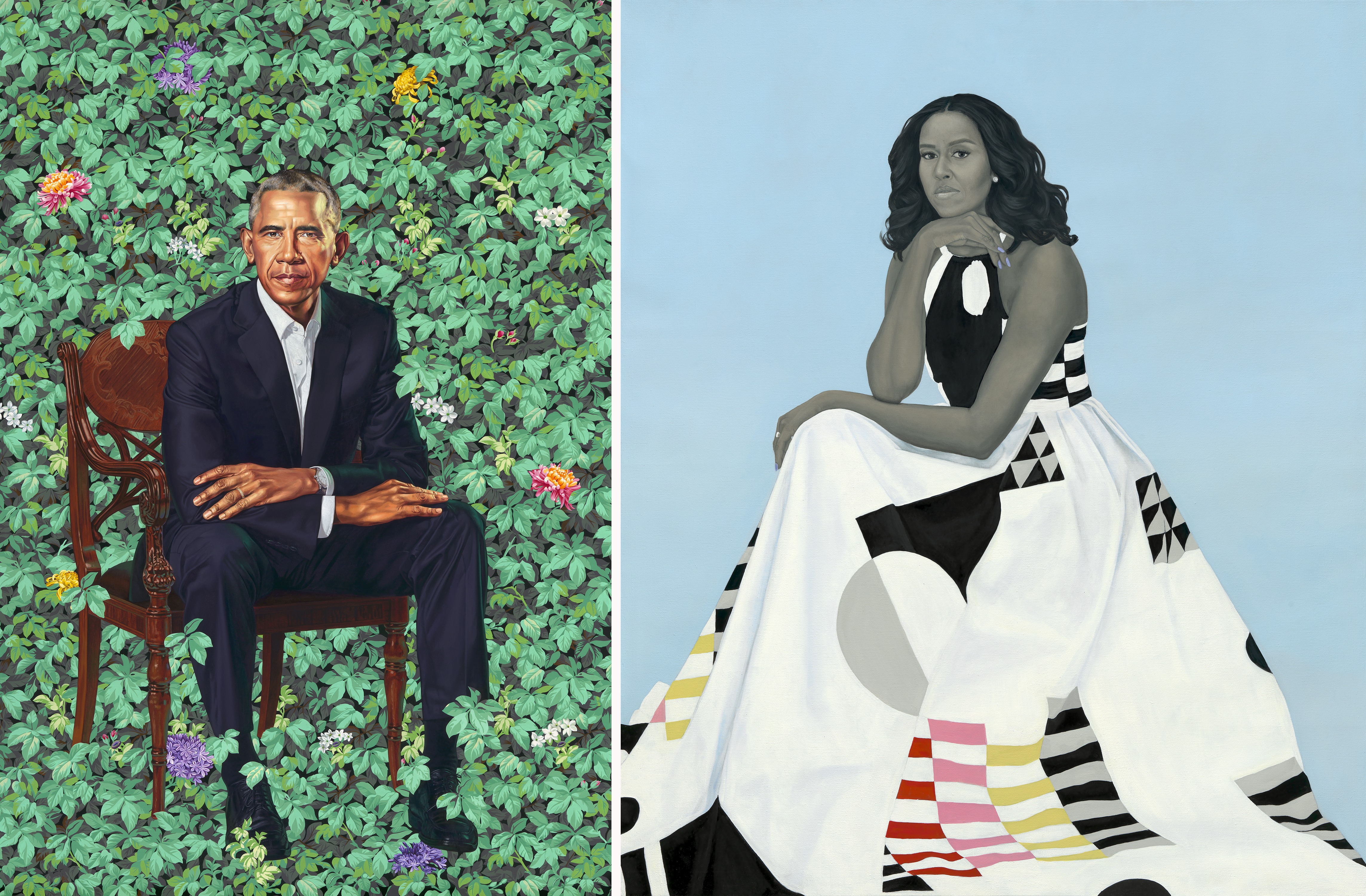 Official portraits of Barack and Michelle Obama