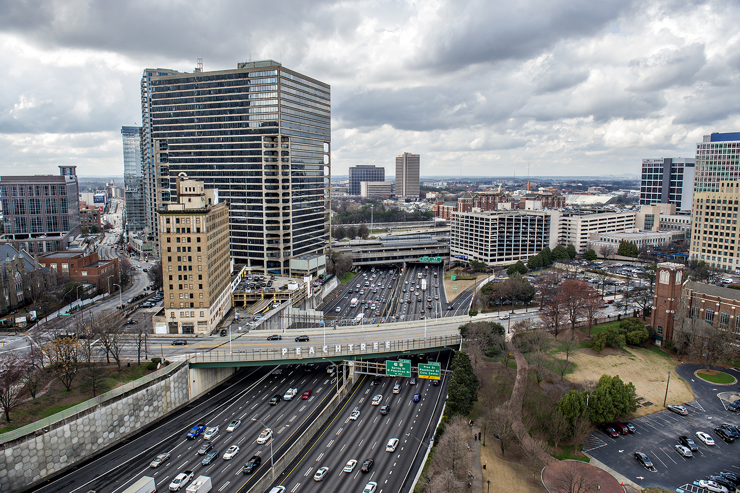 A photo of downtown Atlanta’s the connector.