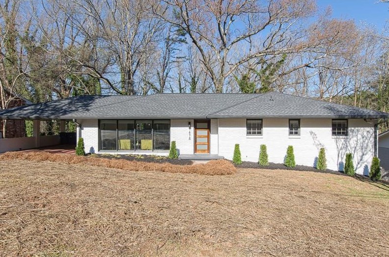 A photo of a midcentury ranch for sale in East Atlanta. 