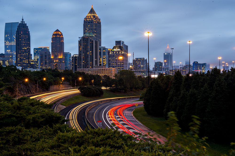 The Midtown Atlanta skyline with the Connector in the foreground.