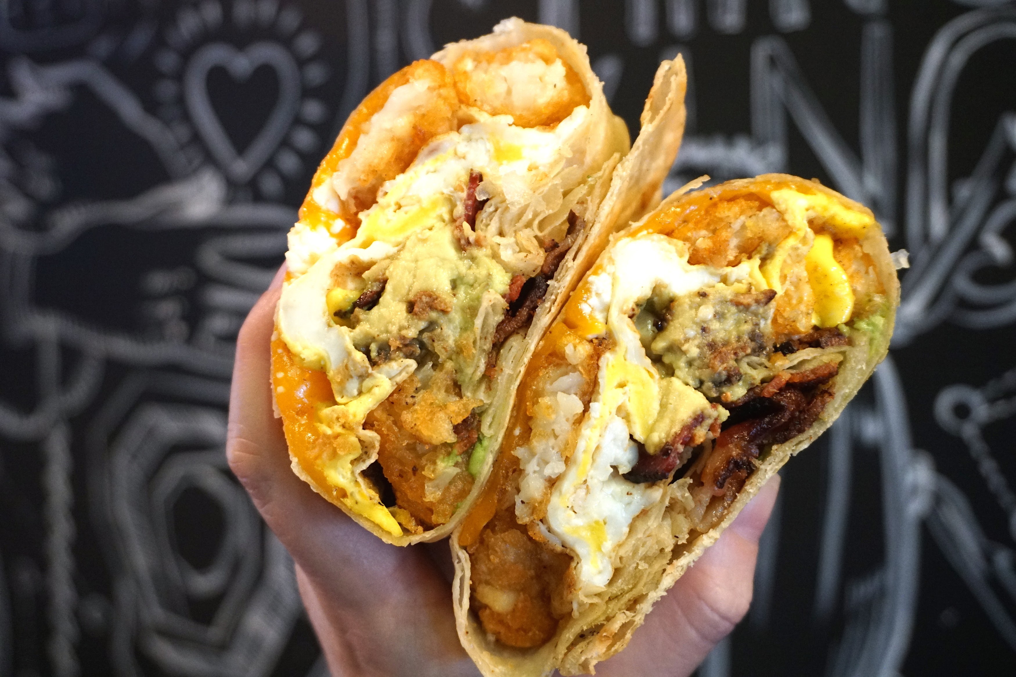 A breakfast burrito from The Rooster