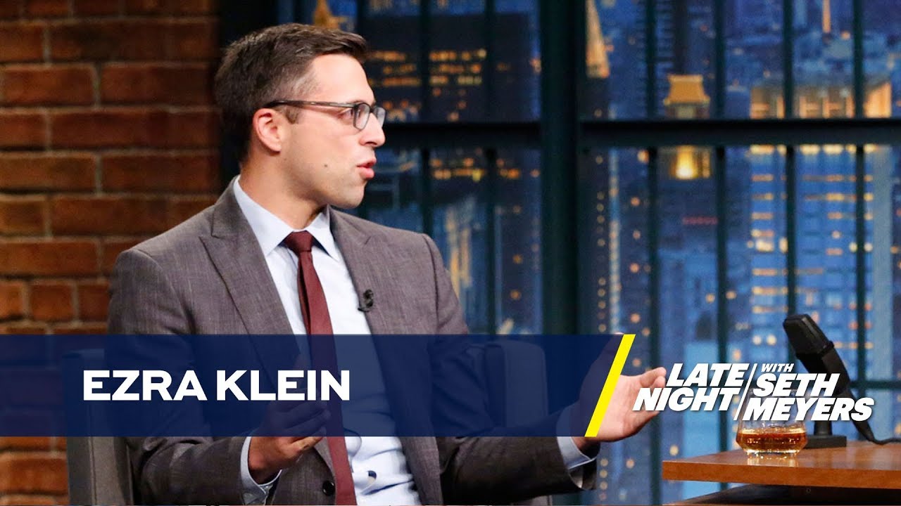 Ezra Klein onstage on the “Late Night with Seth Meyers”