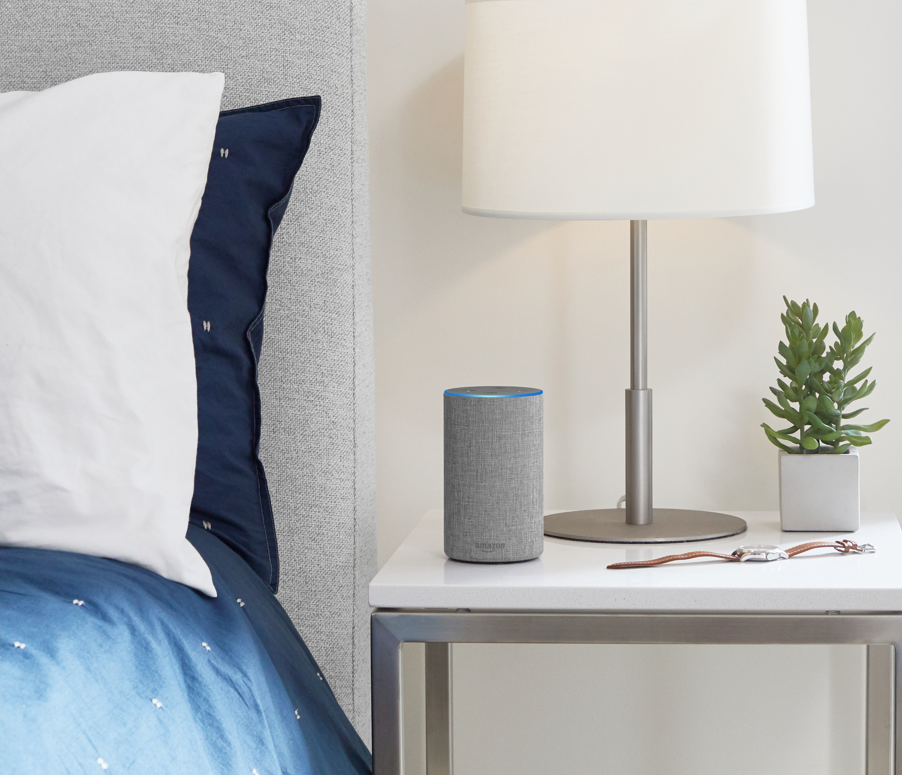 Amazon Echo on nightstand