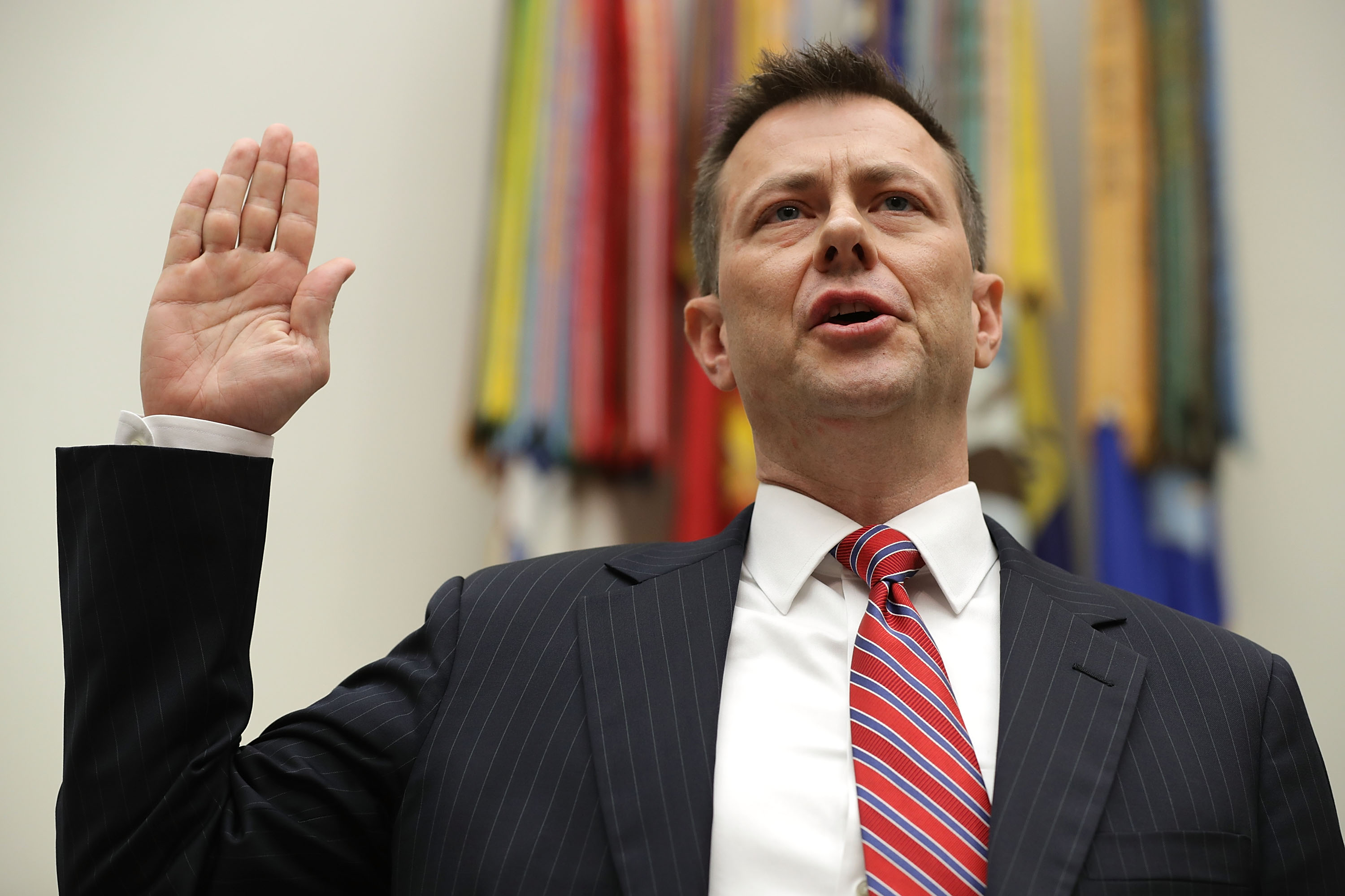 Deputy Assistant FBI Director Peter Strzok is sworn in before a joint committee hearing of the House Judiciary and Oversight and Government Reform committees in the Rayburn House Office Building on Capitol Hill July 12, 2018 in Washington, DC.
