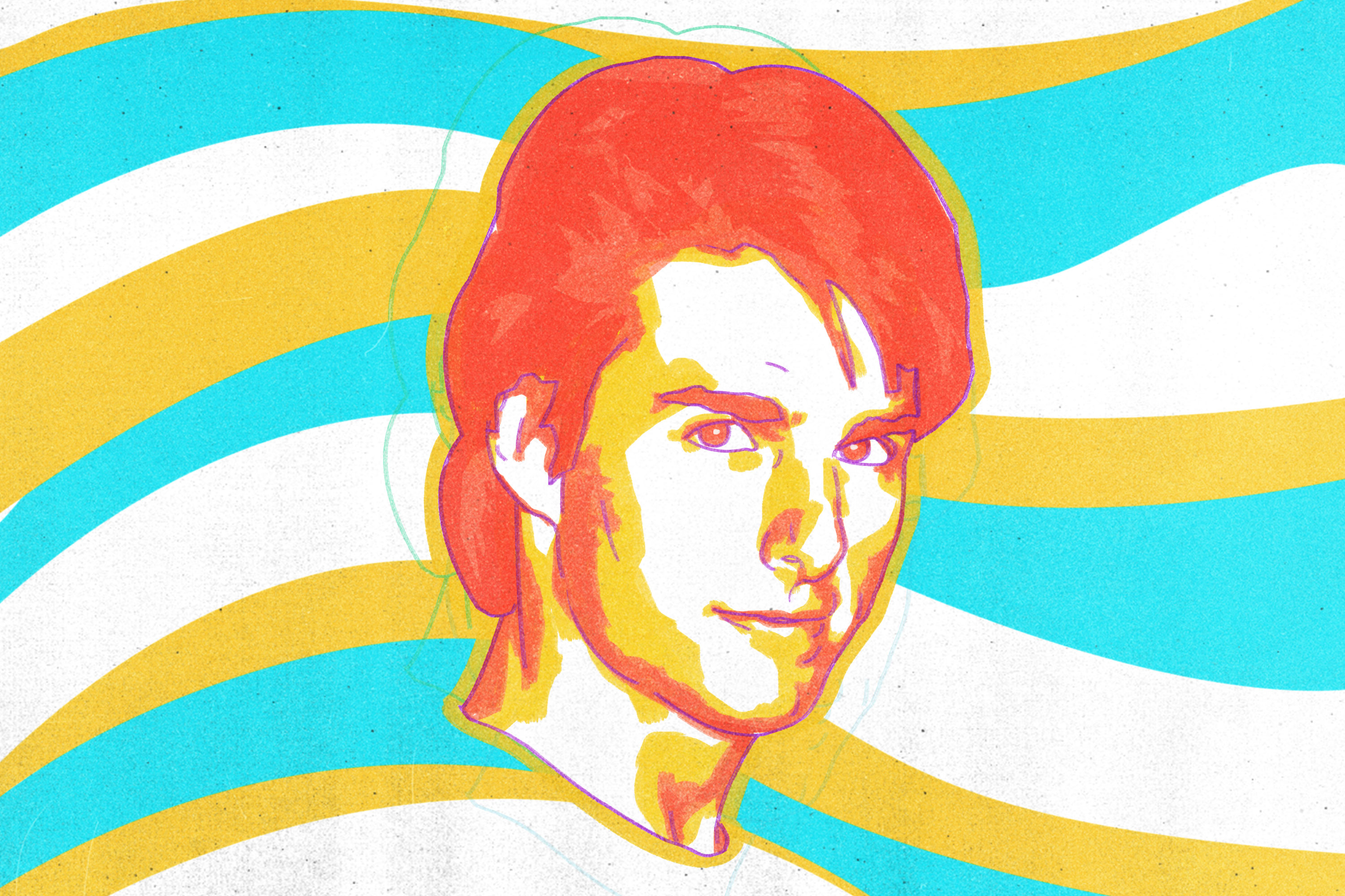 A watercolor-style illustration of Tom Cruise