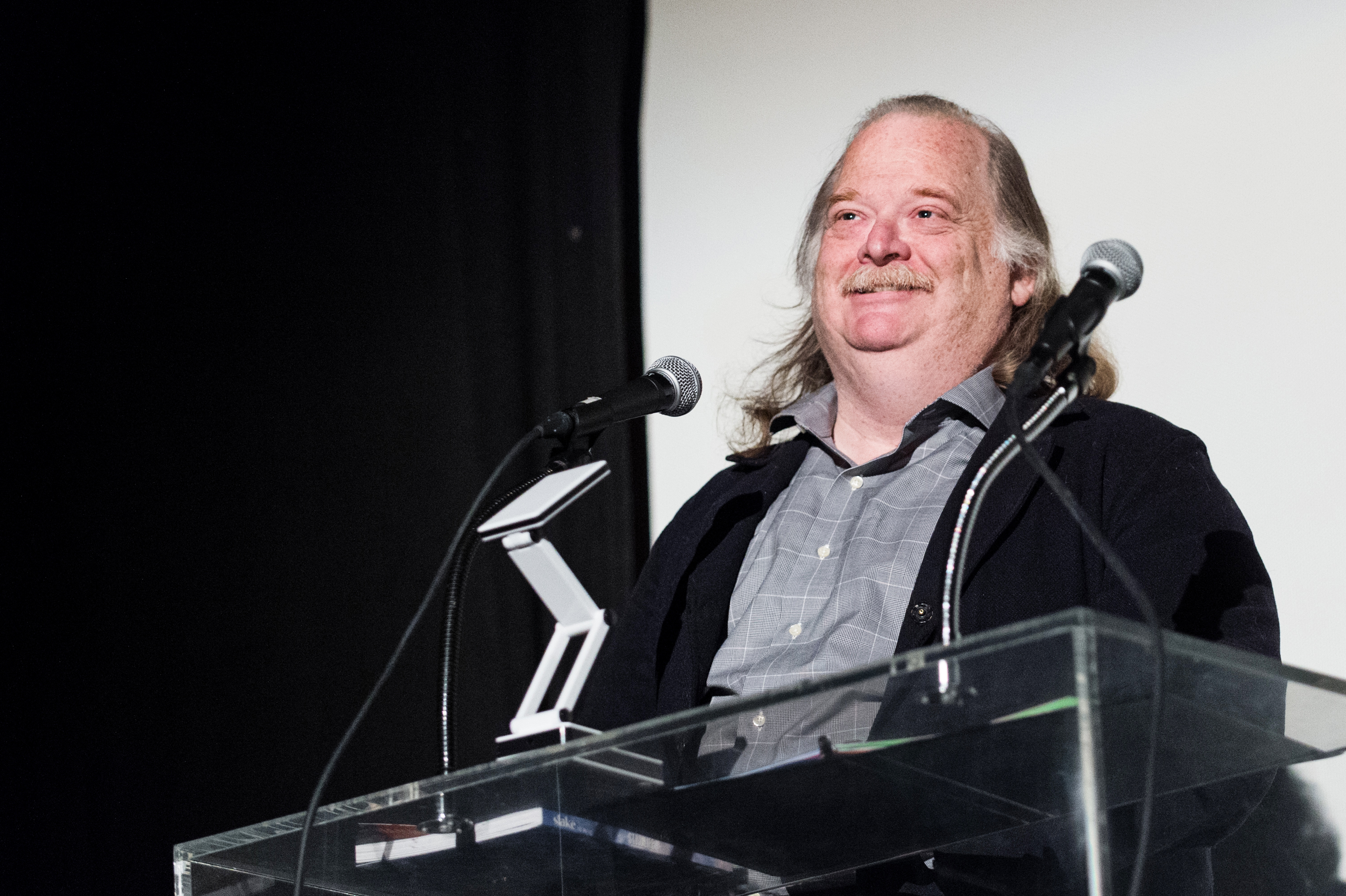 Jonathan Gold speaks onstage at Eating Out Loud at the Million Dollar Theater on February 2, 2016 in Los Angeles, California