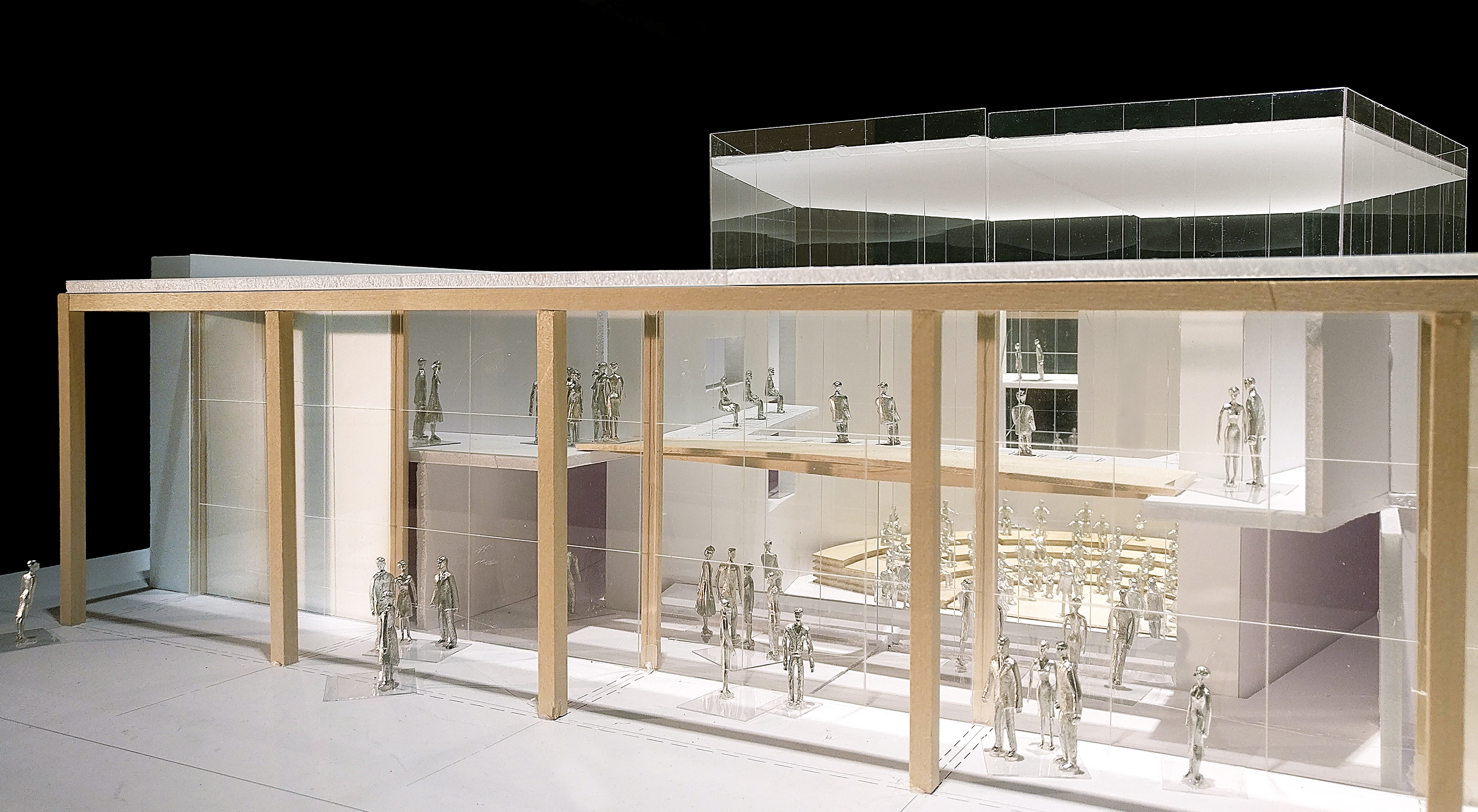A photo of a 3D model of the music center.