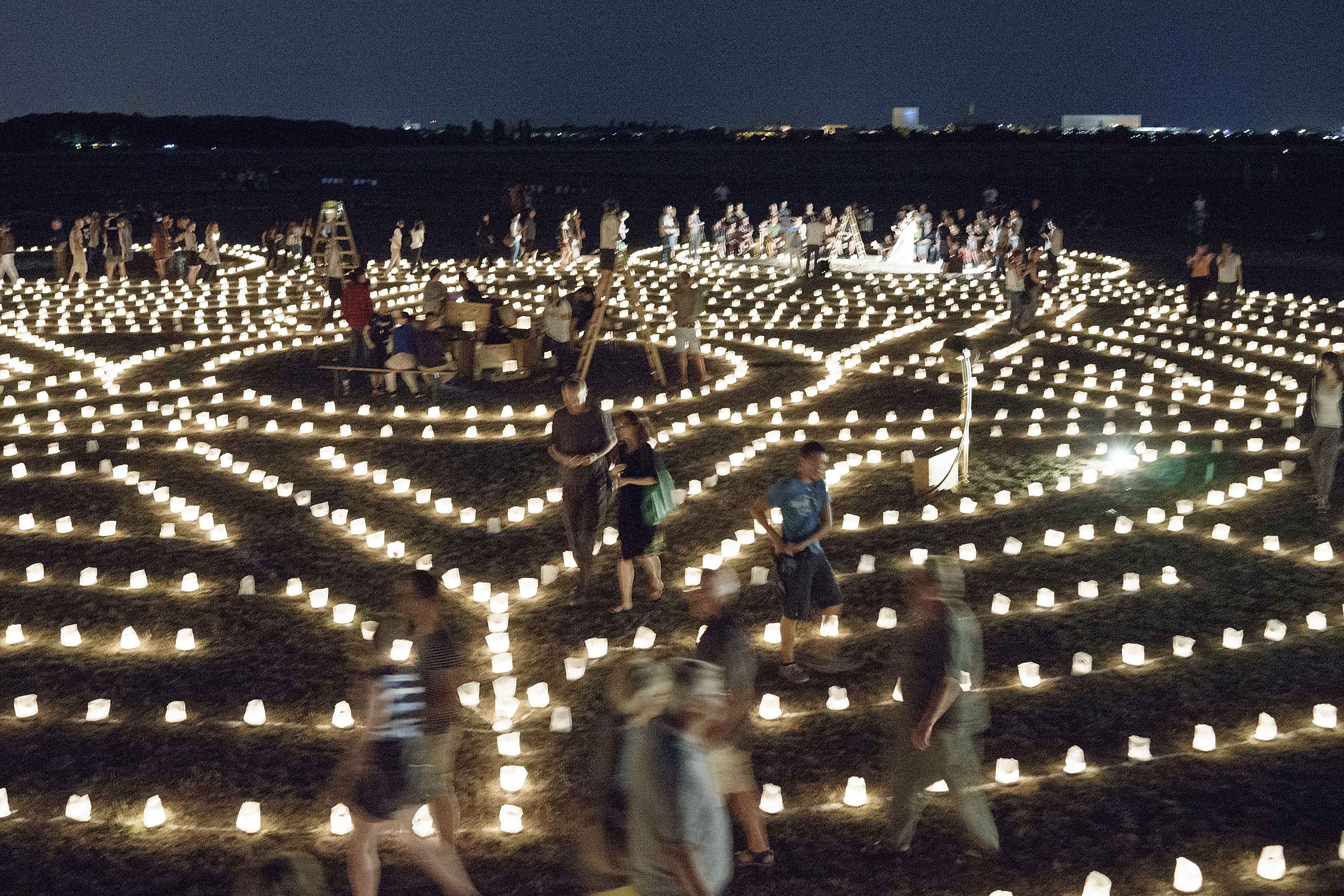 A Labyrinth Of Candles At Tempelhof Park