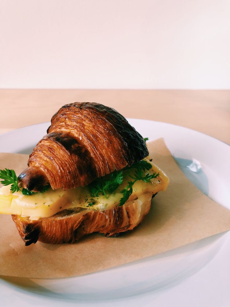 Egg and cheese croissant at Root Baking Co.