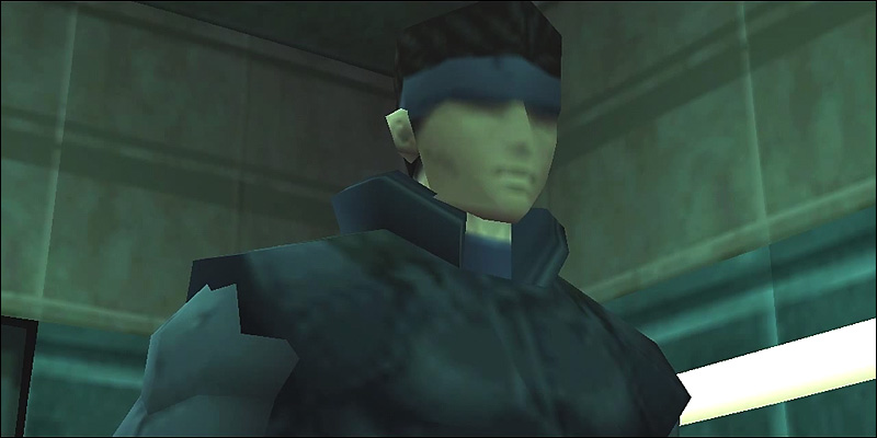 Snake looks into the distance in Metal Gear Solid.