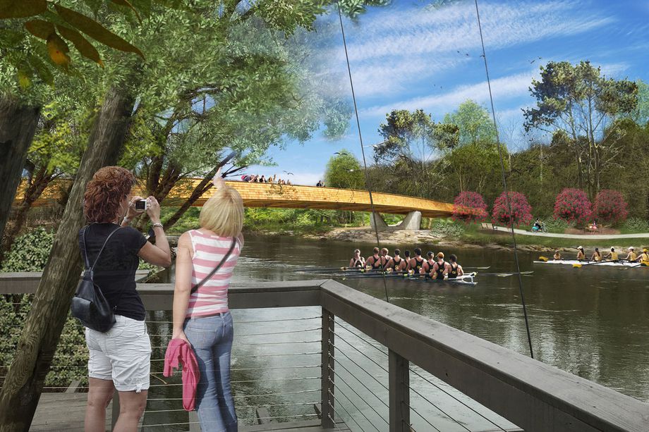 A proposed pedestrian bridge over the Chattahoochee River, connecting the Proctor Creek Greenway to the Silver Comet Trail.