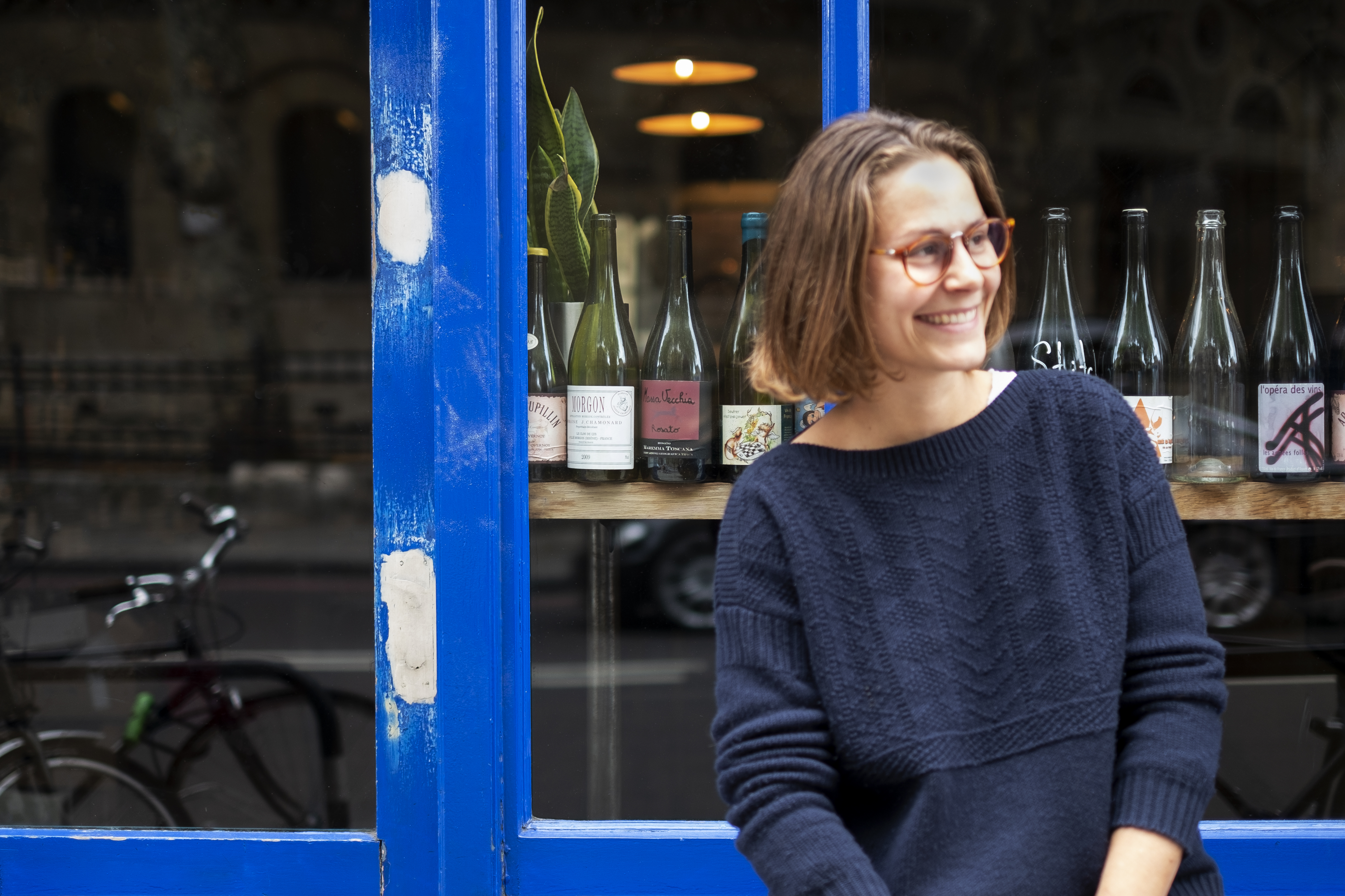 Chef Anna Tobias — alum of The River Cafe and Rochelle Canteen — outside Lower Clapton wine bar and restaurant P. Franco, that forms part of the best 24 hour restaurant travel itinerary for London — where to eat with one day in the city