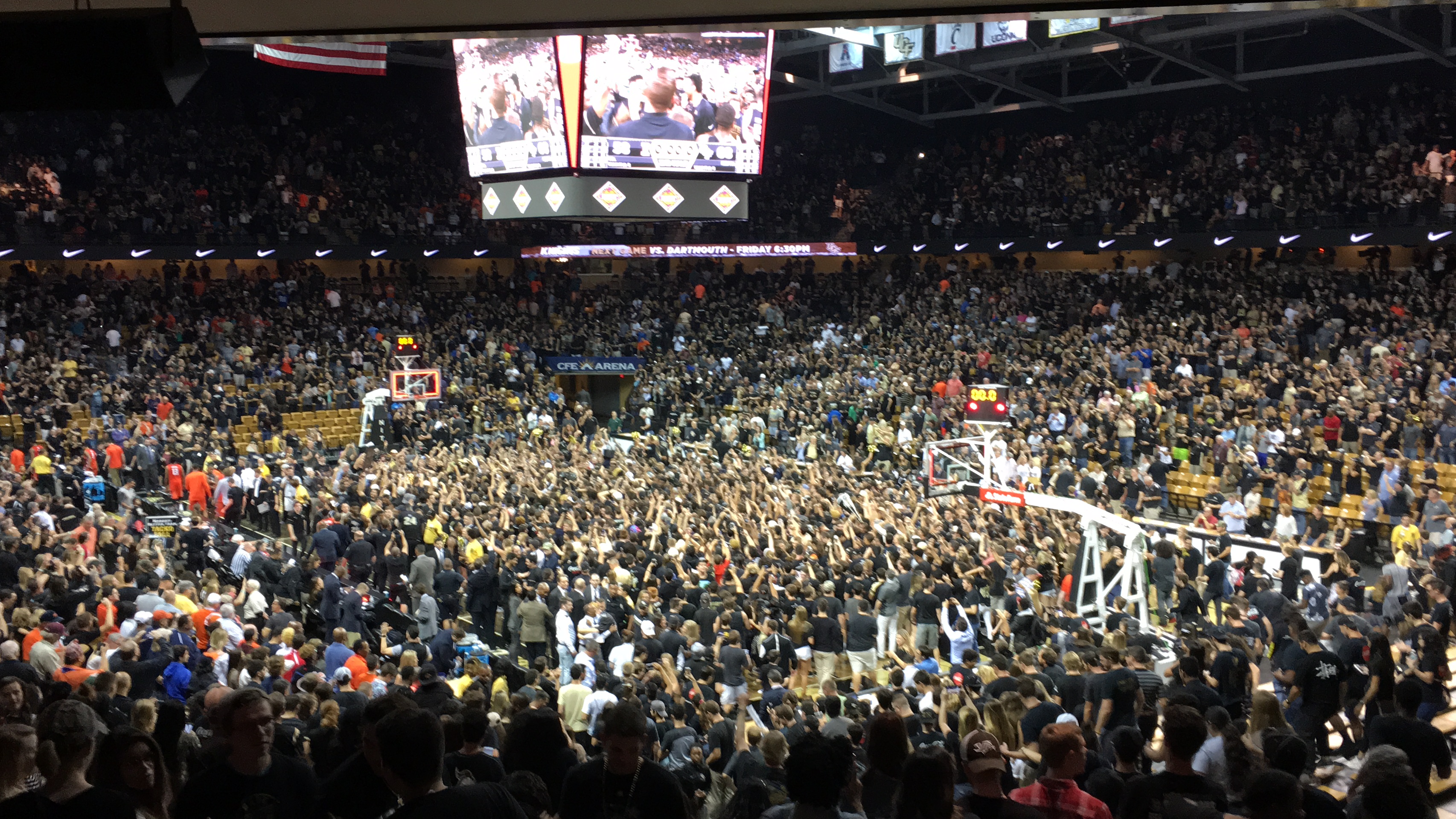 The post-game scene at CFE Arena following UCF's NIT Quarterfinal win over Illinois (Photo: Jeff Sharon)