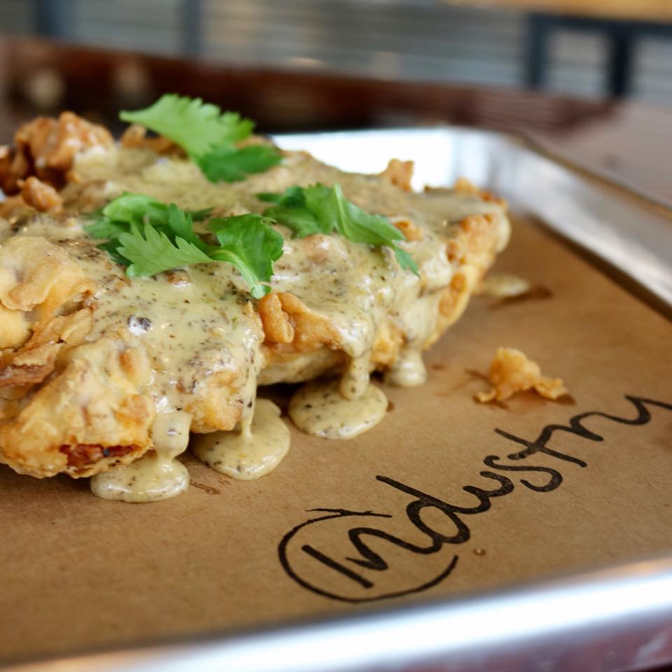 The chicken fried chicken with queso from Industry