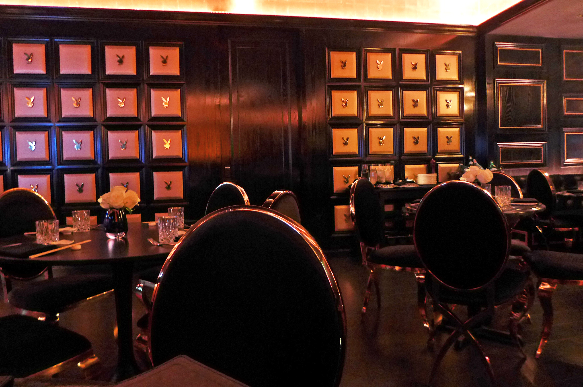 The interior at the Playboy Club is a bit gloomy.