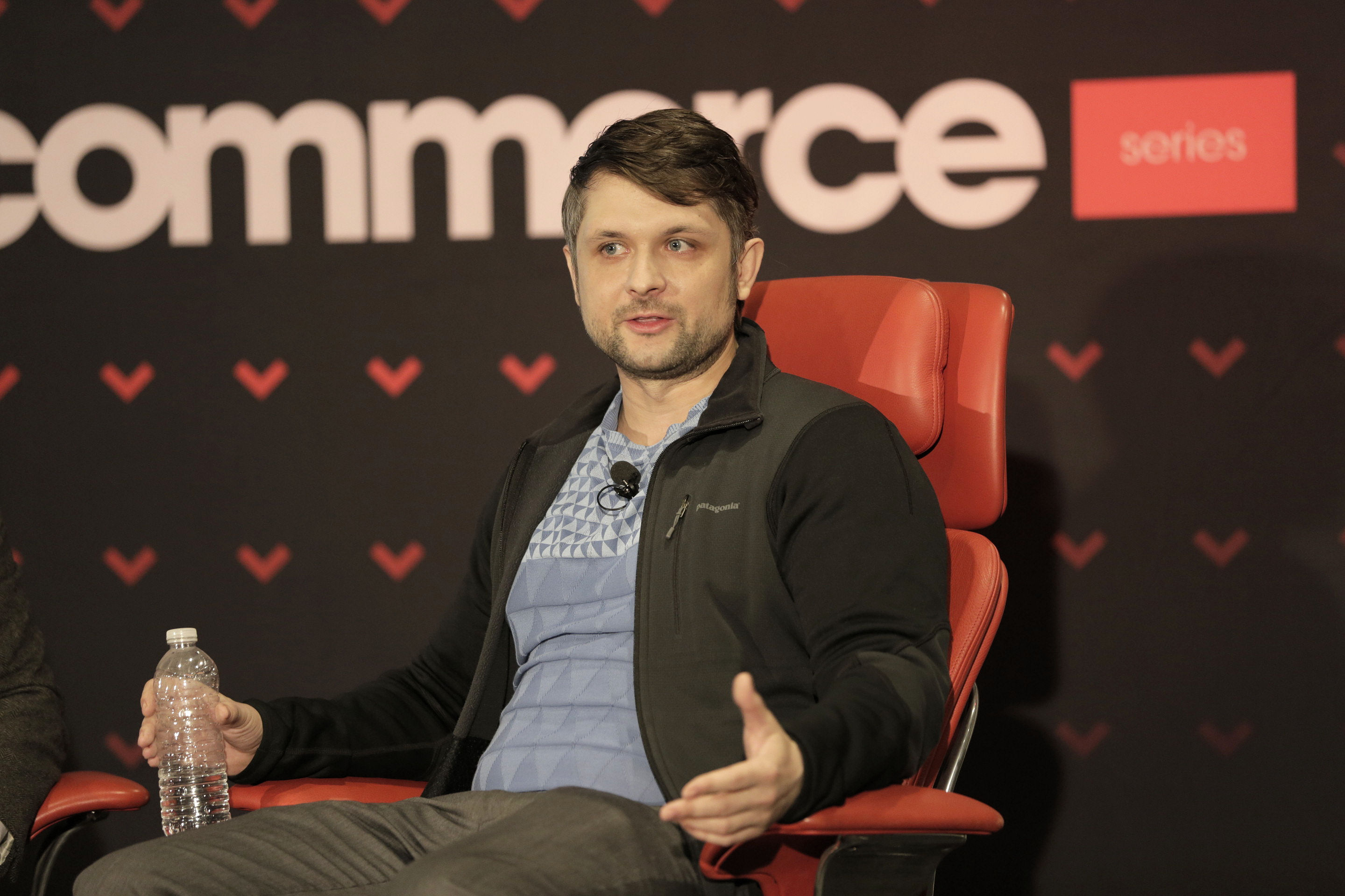 Wish CEO Peter Szulczewski onstage at a 2016 Code Commerce event in San Francisco