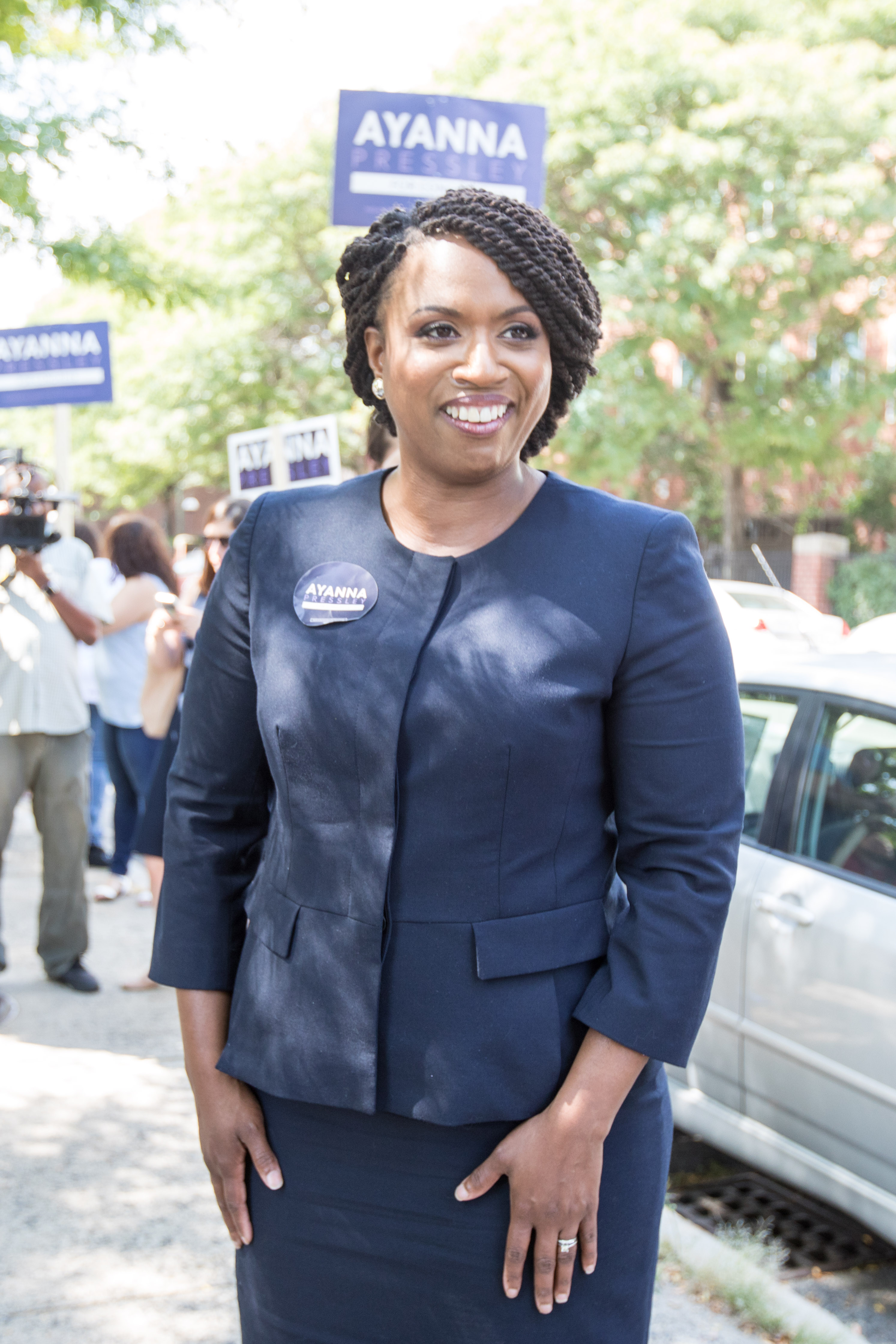 Boston City Councilwomen And House Democratic Candidate Ayanna Pressley Campaigns On Primary Day
