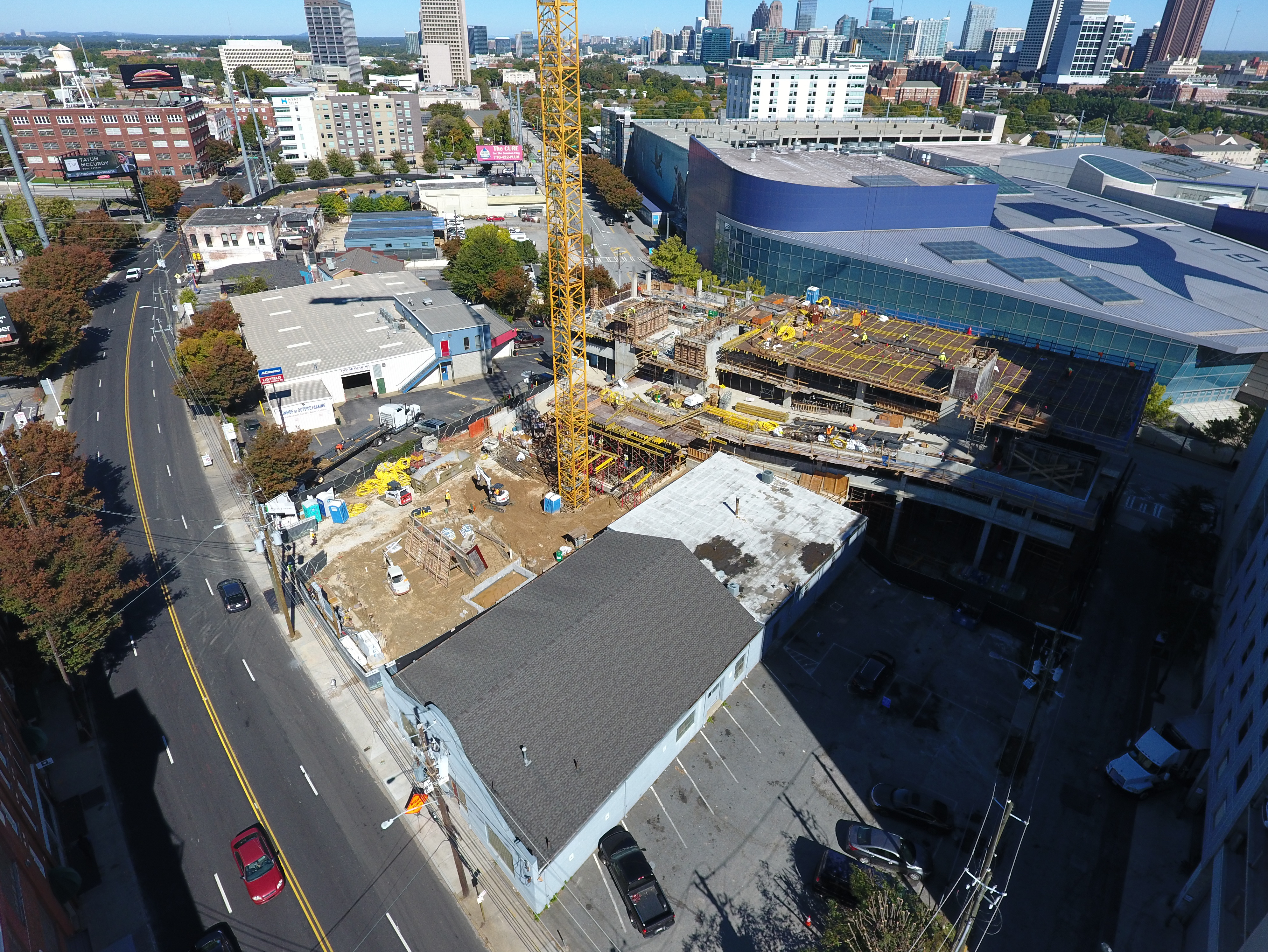 The Luckie Street site last week where a downtown Atlanta hotel is rising up.