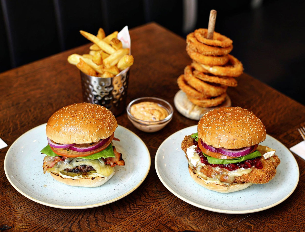 Burgers and onion rings at GBK - Gourmet Burger Kitchen, the high street burger restaurant chain closing restaurants