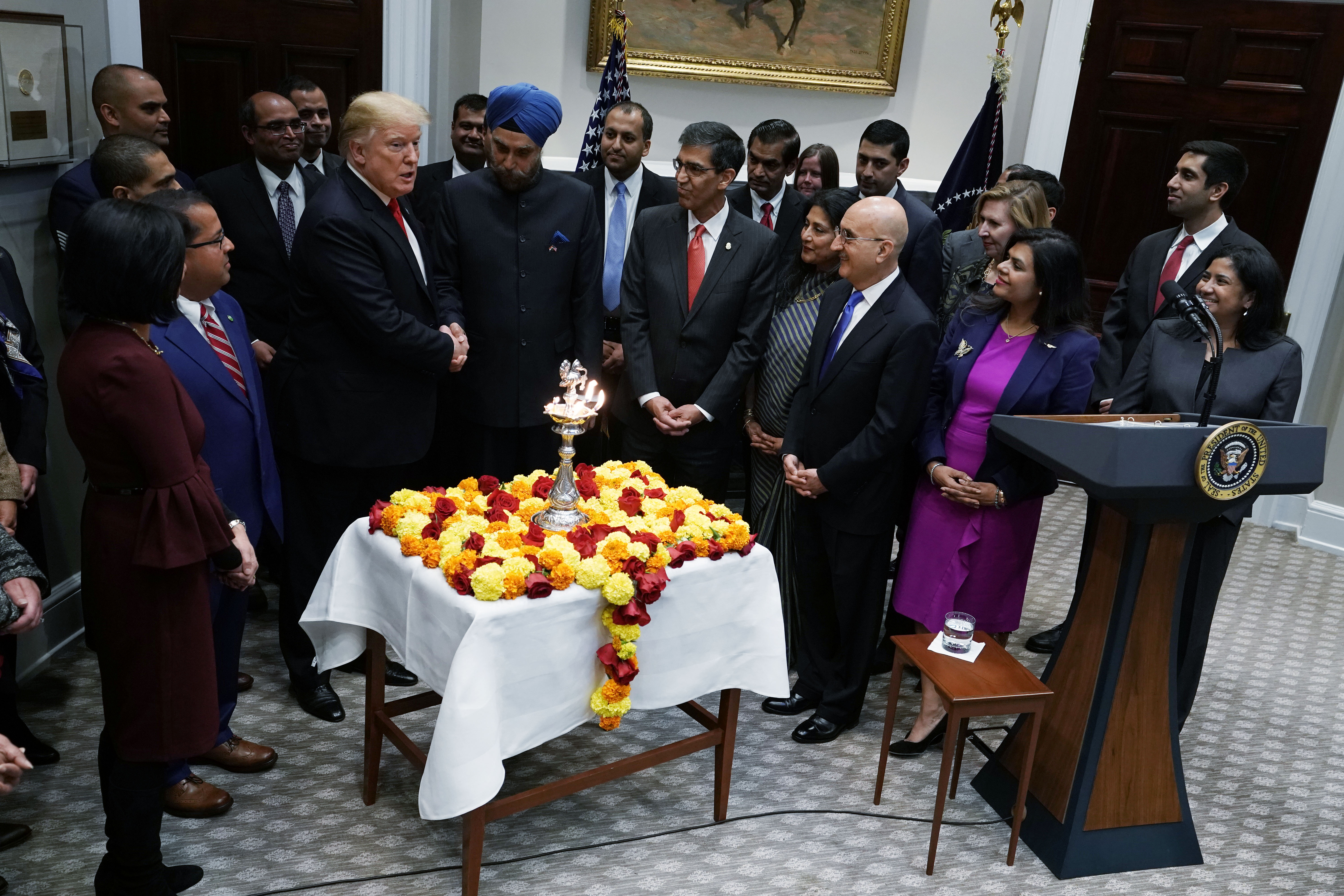 President Trump Attends Diwali Ceremonial Lighting AT The White House
