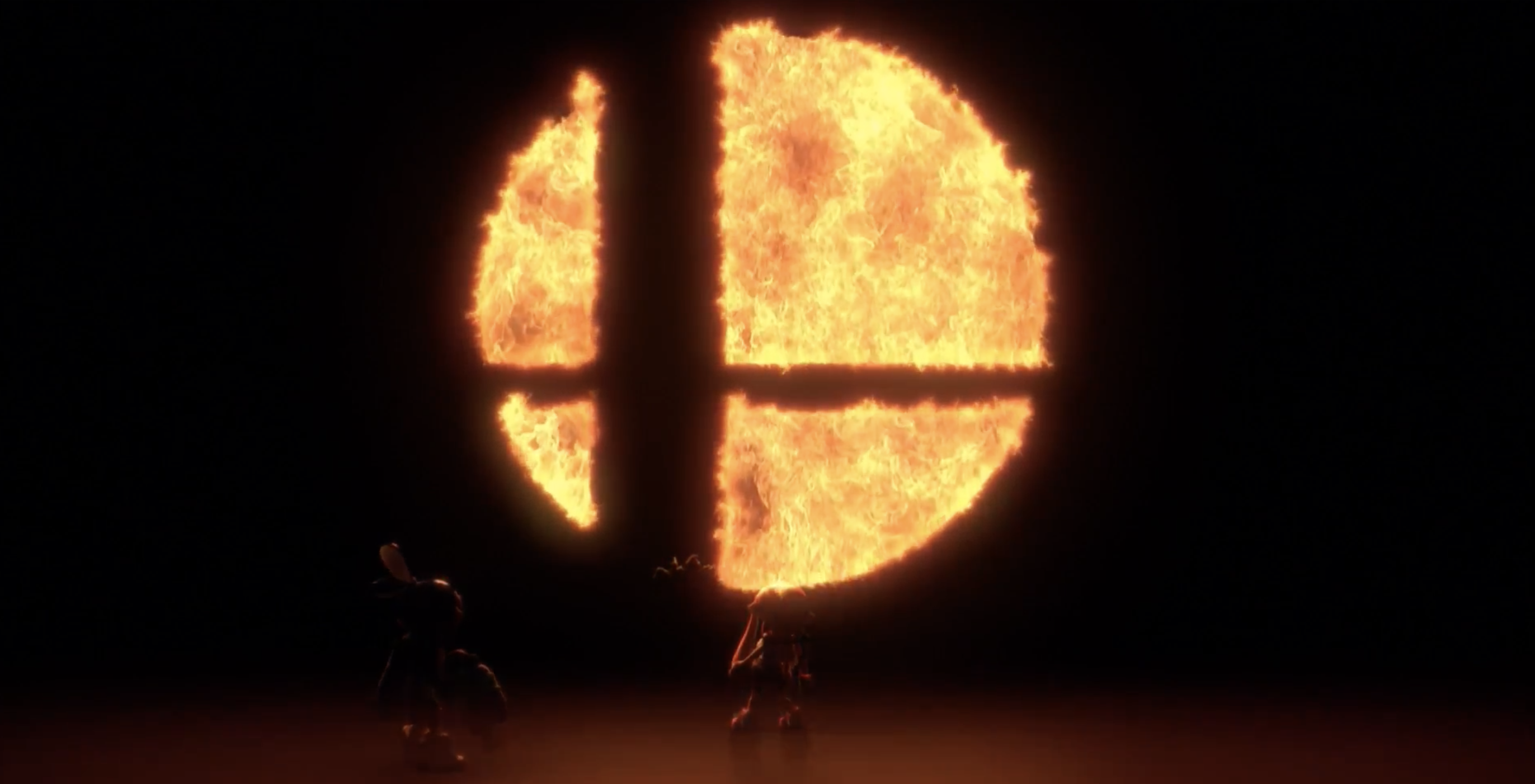 The Super Smash Bros logo in flame
