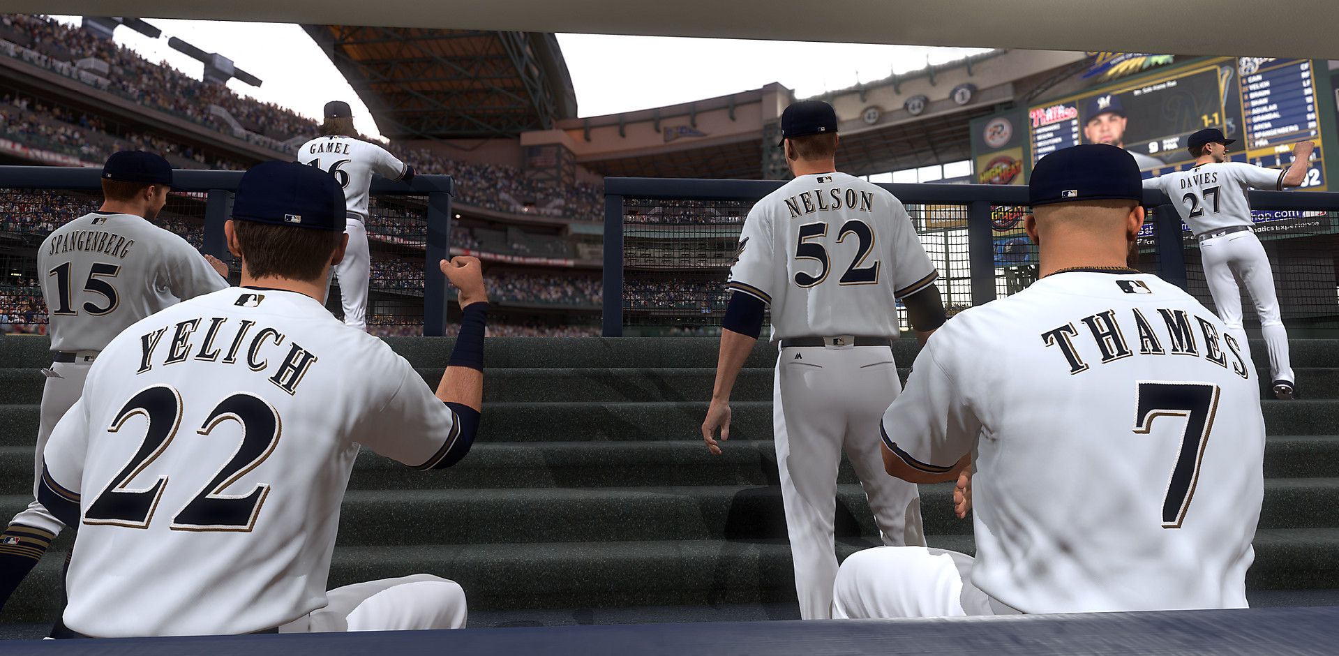 MLB The Show 19 - view from inside the Brewers dugout