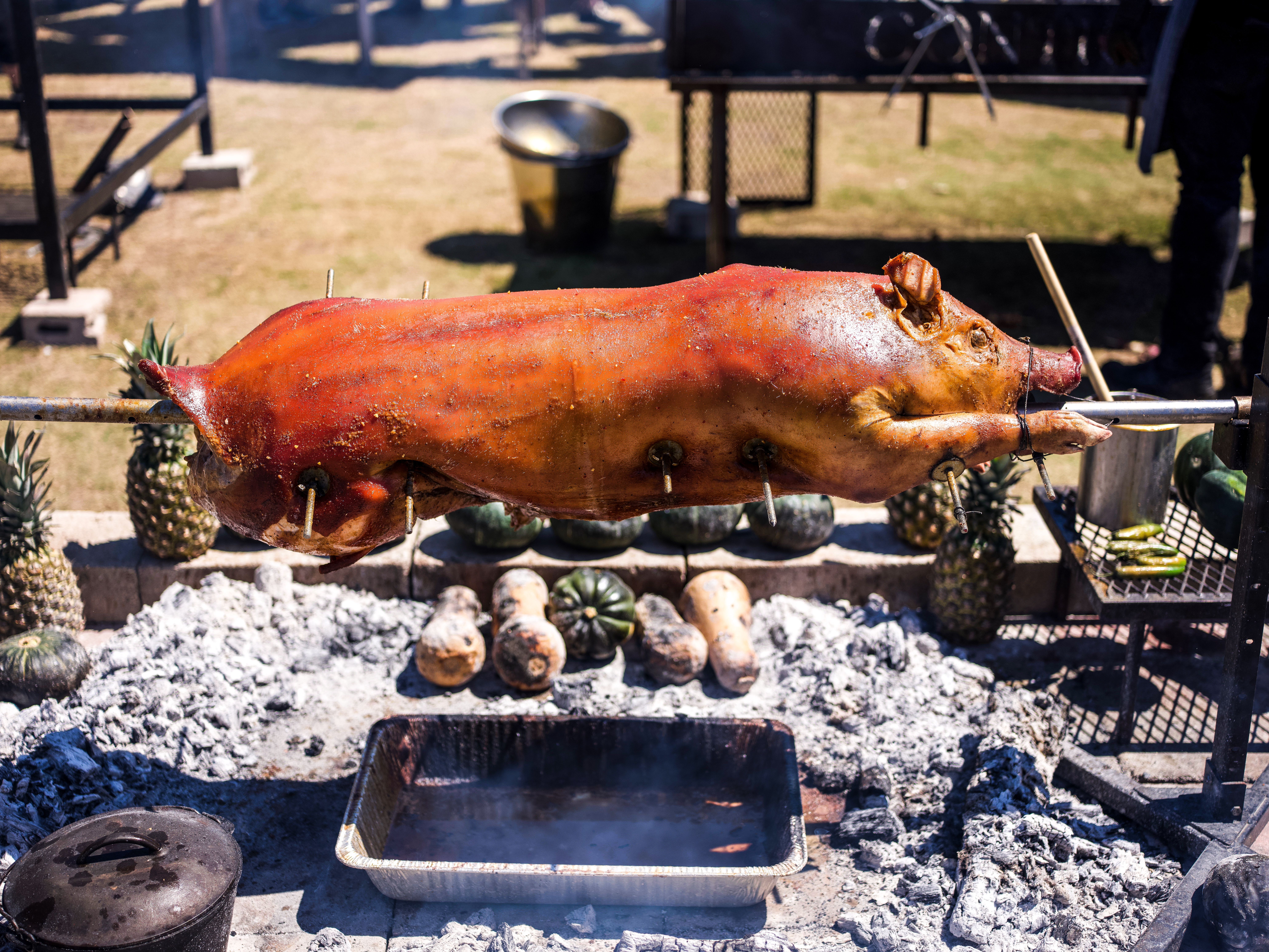 A roasting pit at Contigo’s fire pit at Austin Food &amp; Wine Festival 2019