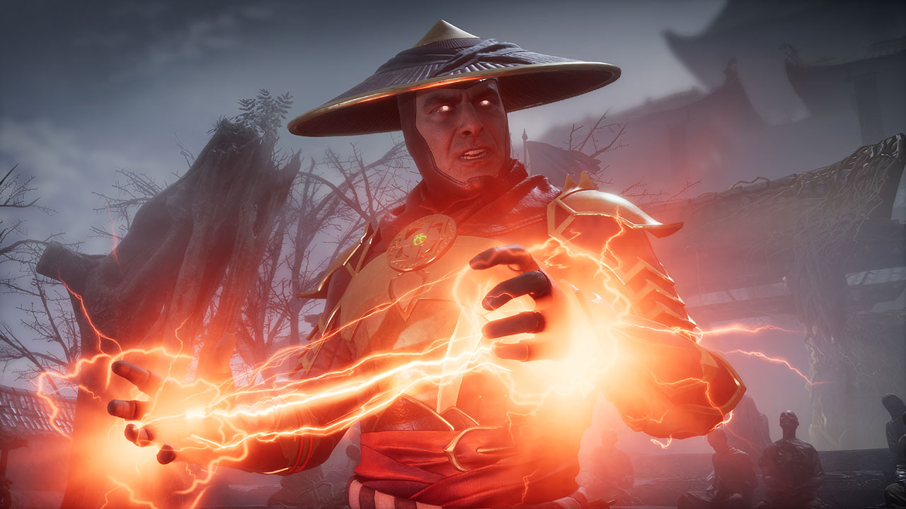 Raiden charges an electric blast in Mortal Kombat 11