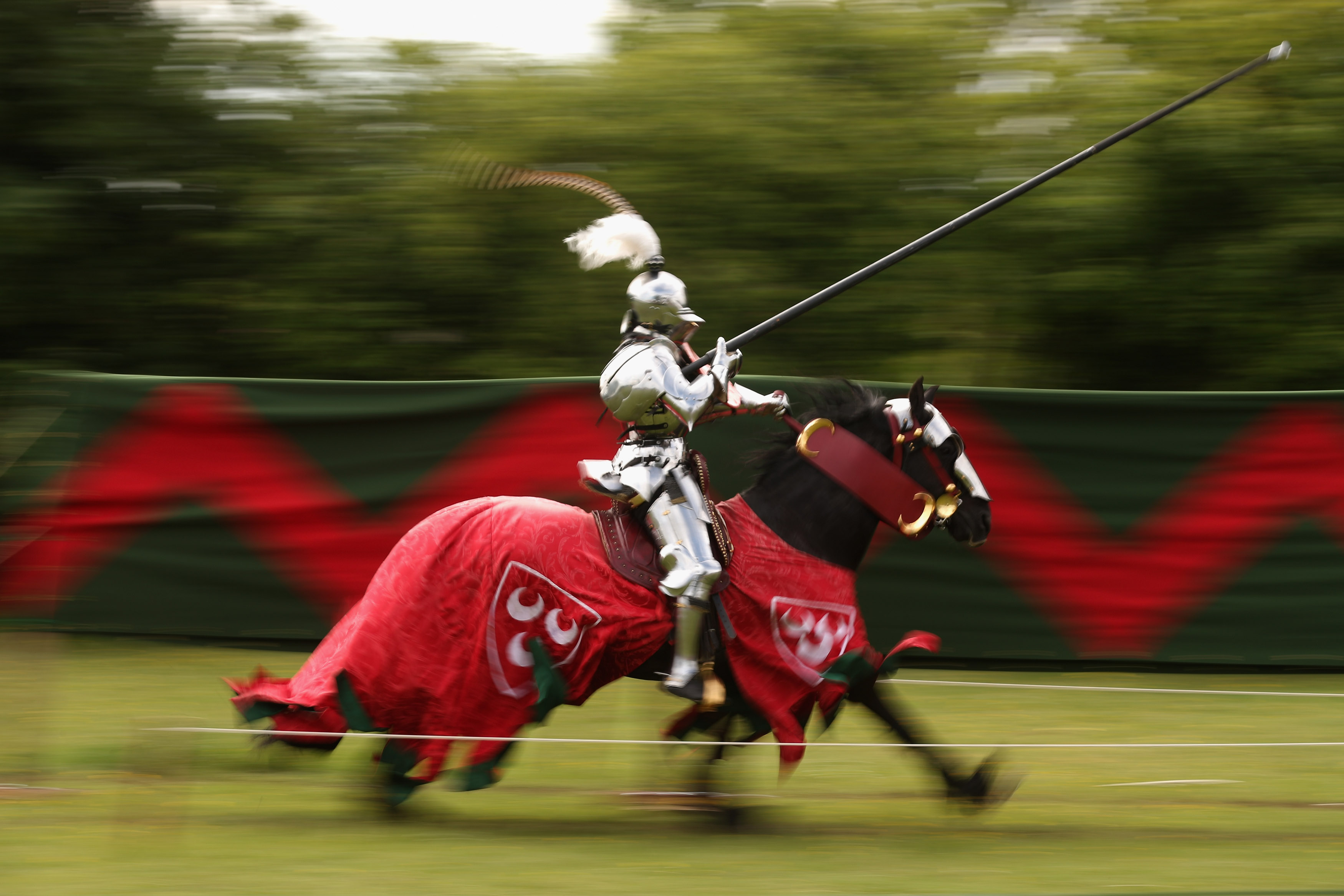 Jousting Knights Re-enact Medieval Scenes