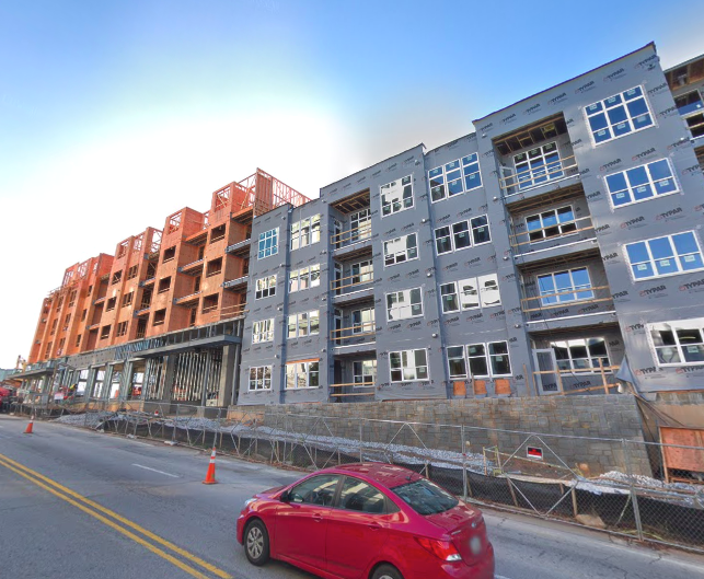 A photo of the Trinity development underway in downtown Decatur.