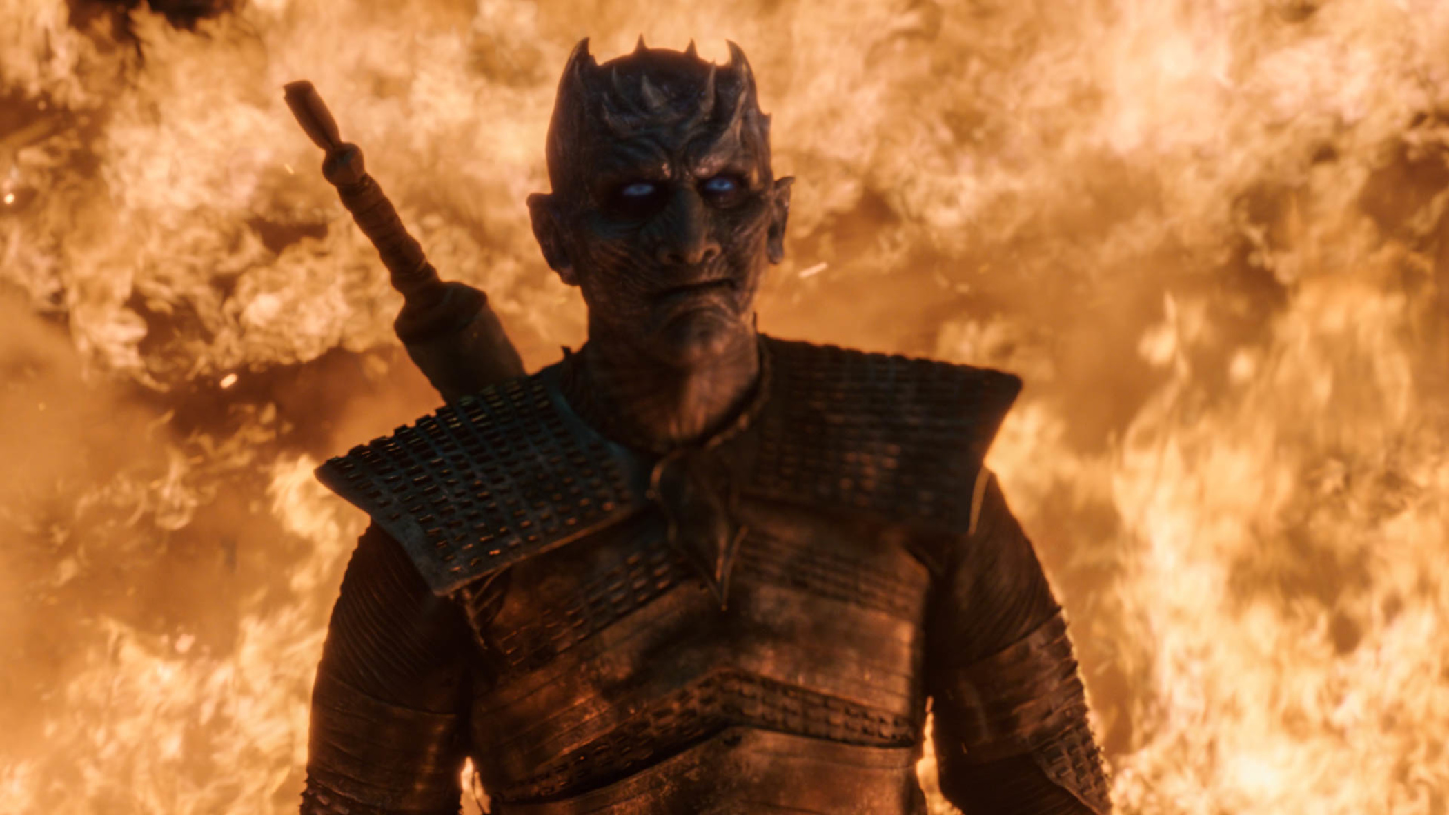 The Night King walking through flames in “Game of Thrones.”