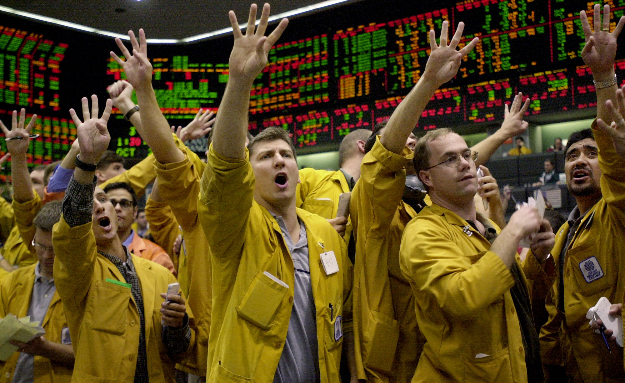 A scene from the Chicago Mercantile Exchange in 2001.