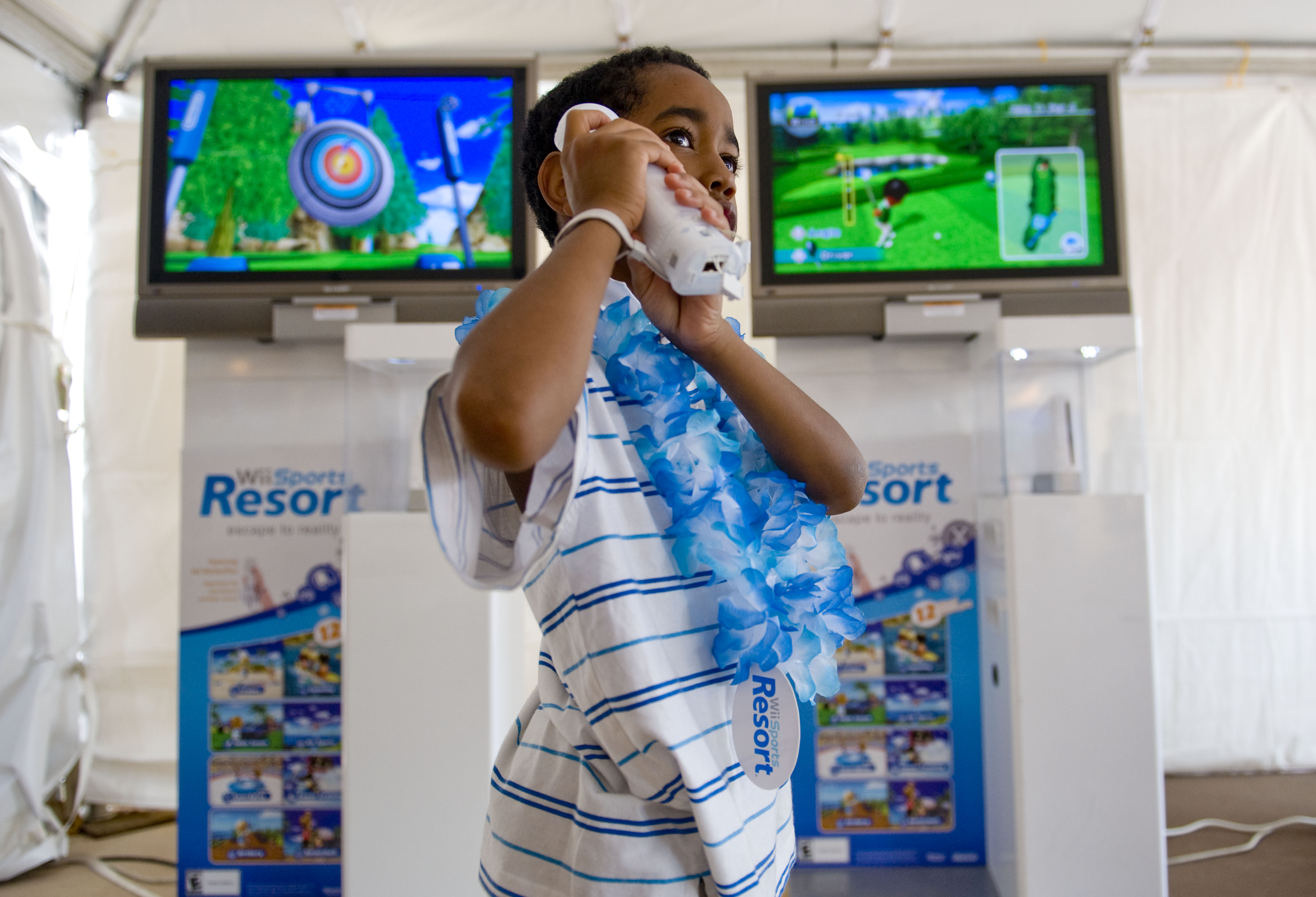 July 24, 2009 -- Wii Sports Resort--Matthew Jagdeo tries out the new Wii Sports Resort game which wa