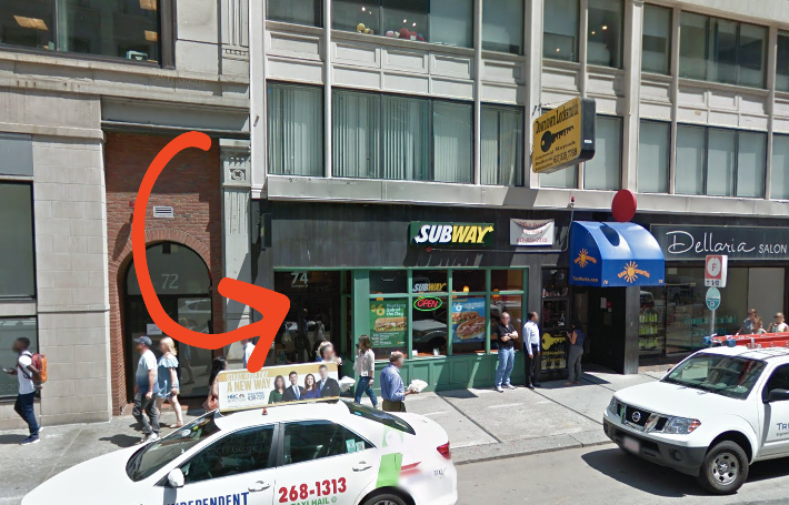 A street view shows a former Subway storefront that will soon be home to a Taco Bell