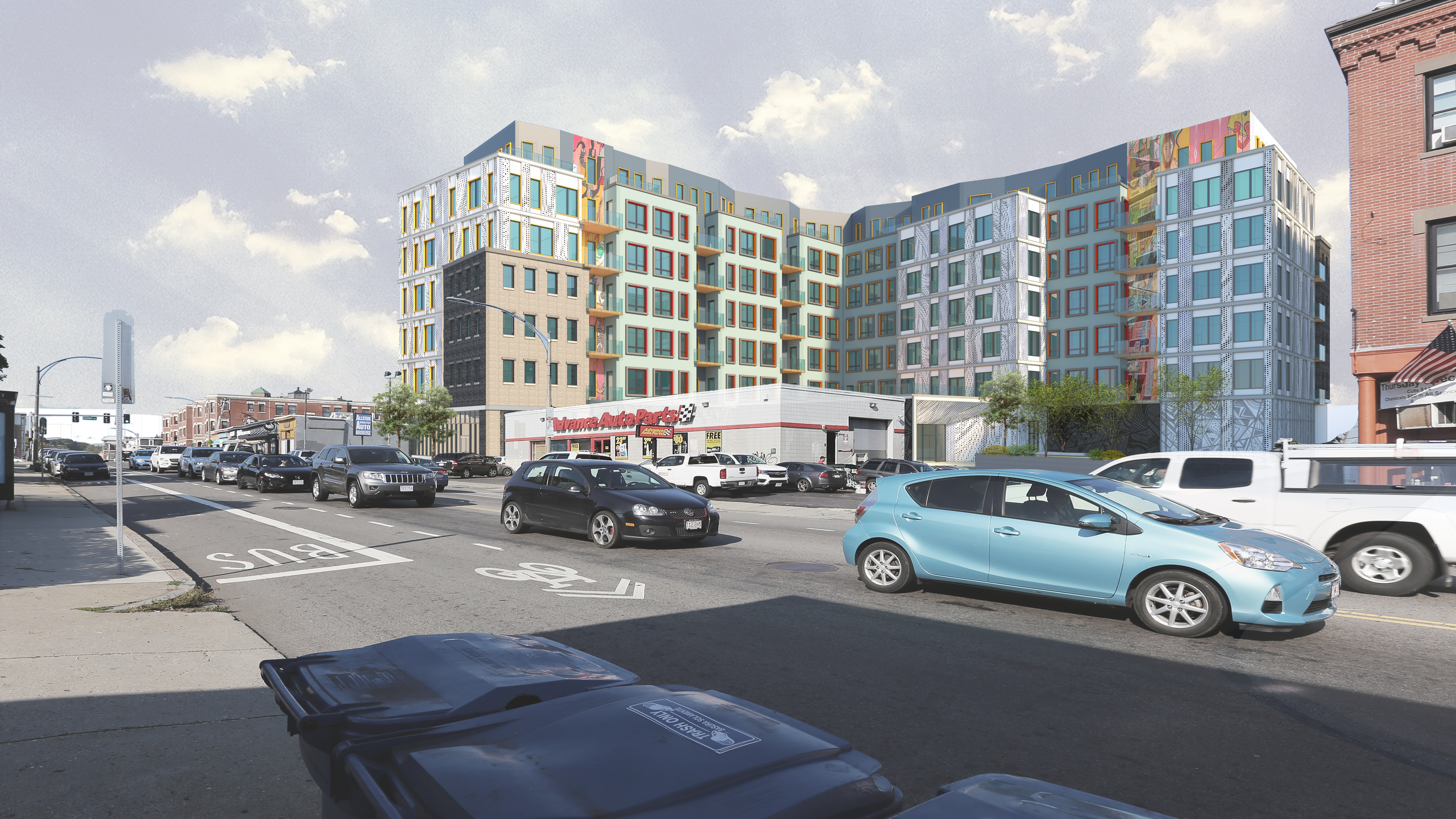 A rendering of the planned Allston Square project in Allston.
