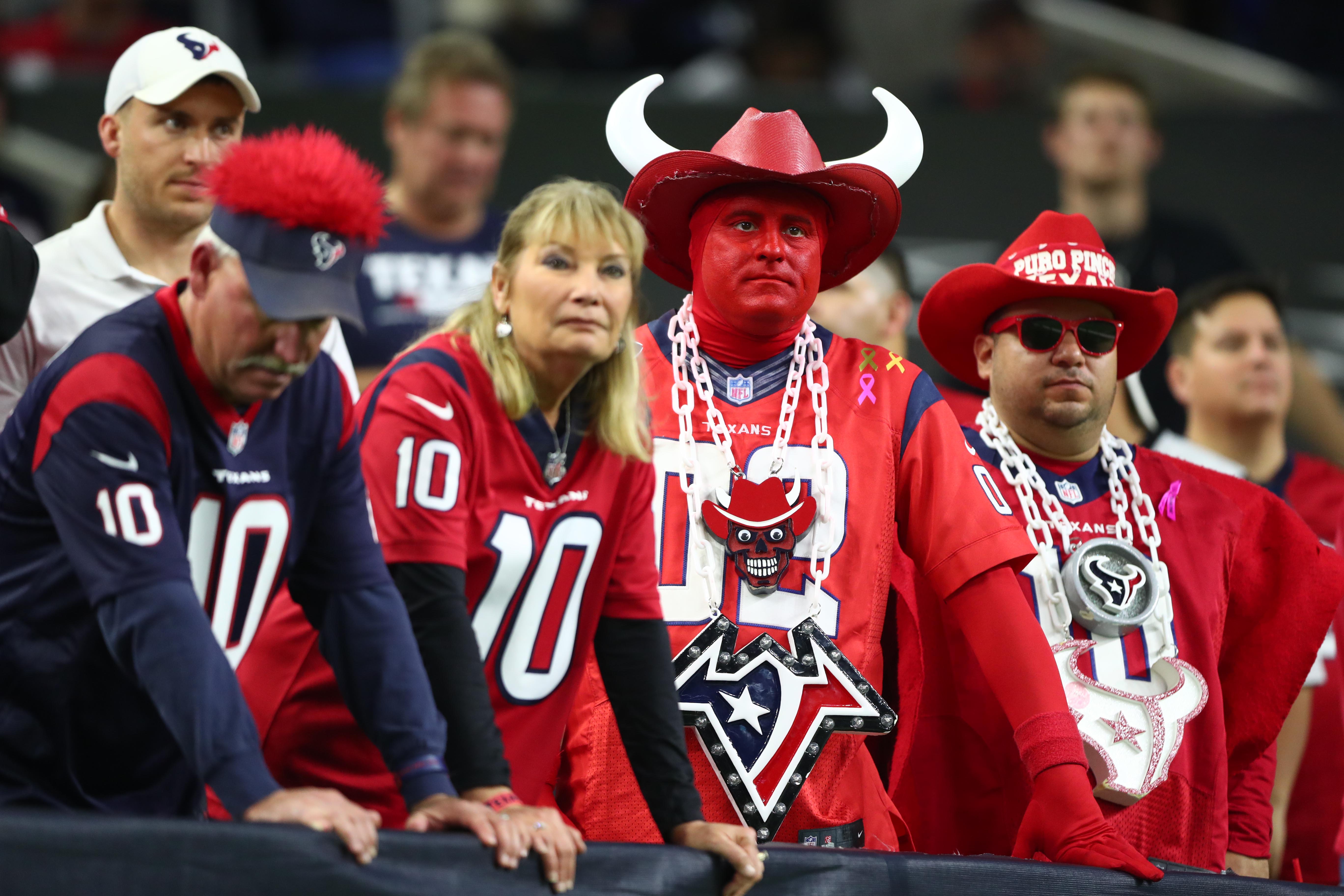 Houston Texans fans during the AFC Wild Card playoff football game against the Indianapolis Colts, Jan. 5, 2019.