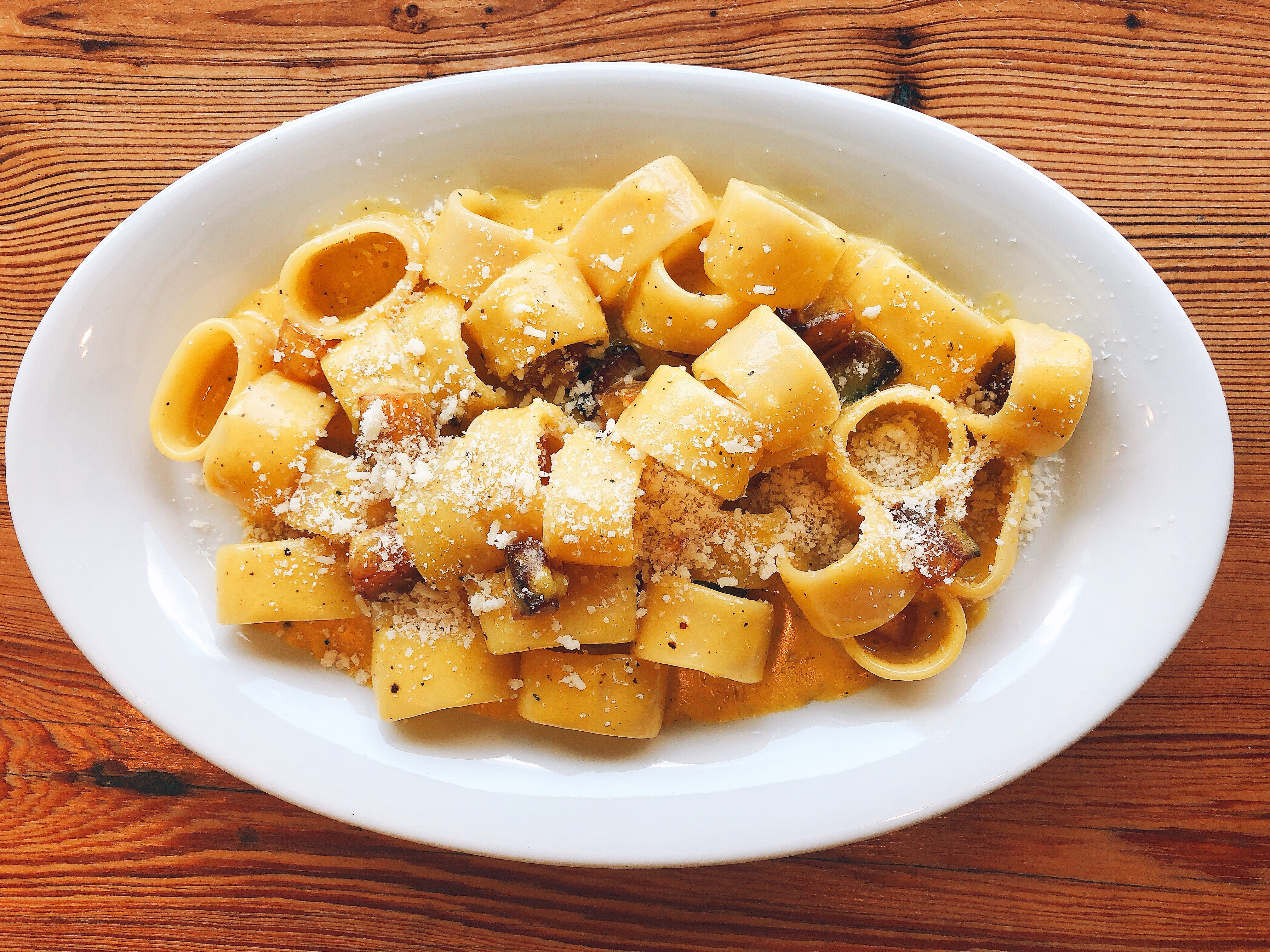 A bowl of carbonara pasta at Forza Storico