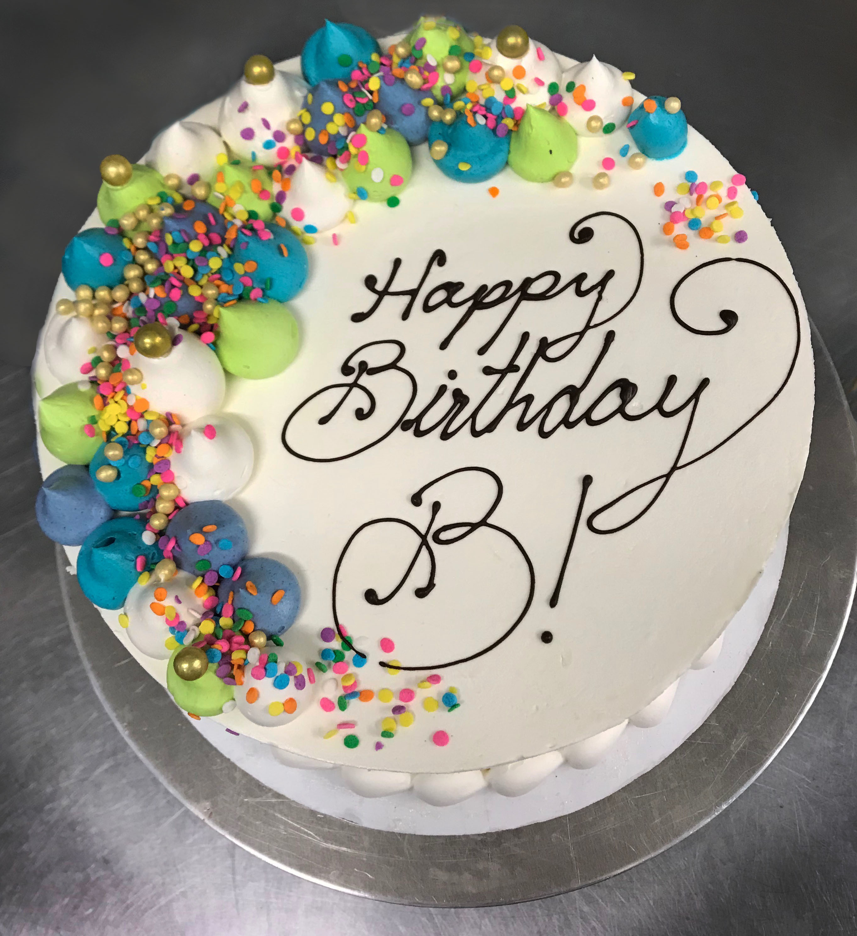 birthday cake that says happy birthday b!