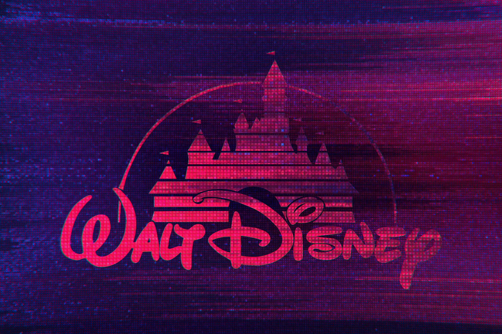 illustration featuring glitchy digital Disney logo