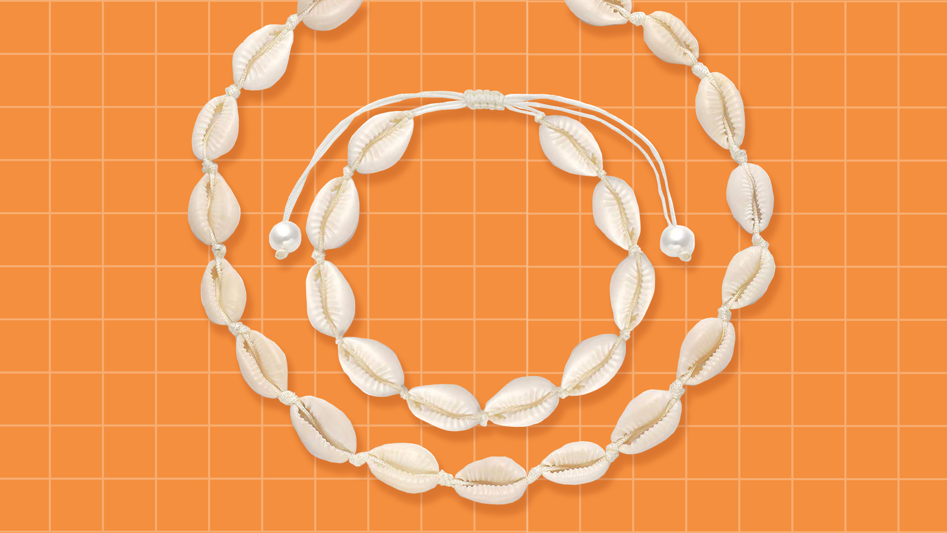 A white, shell-bead necklace
