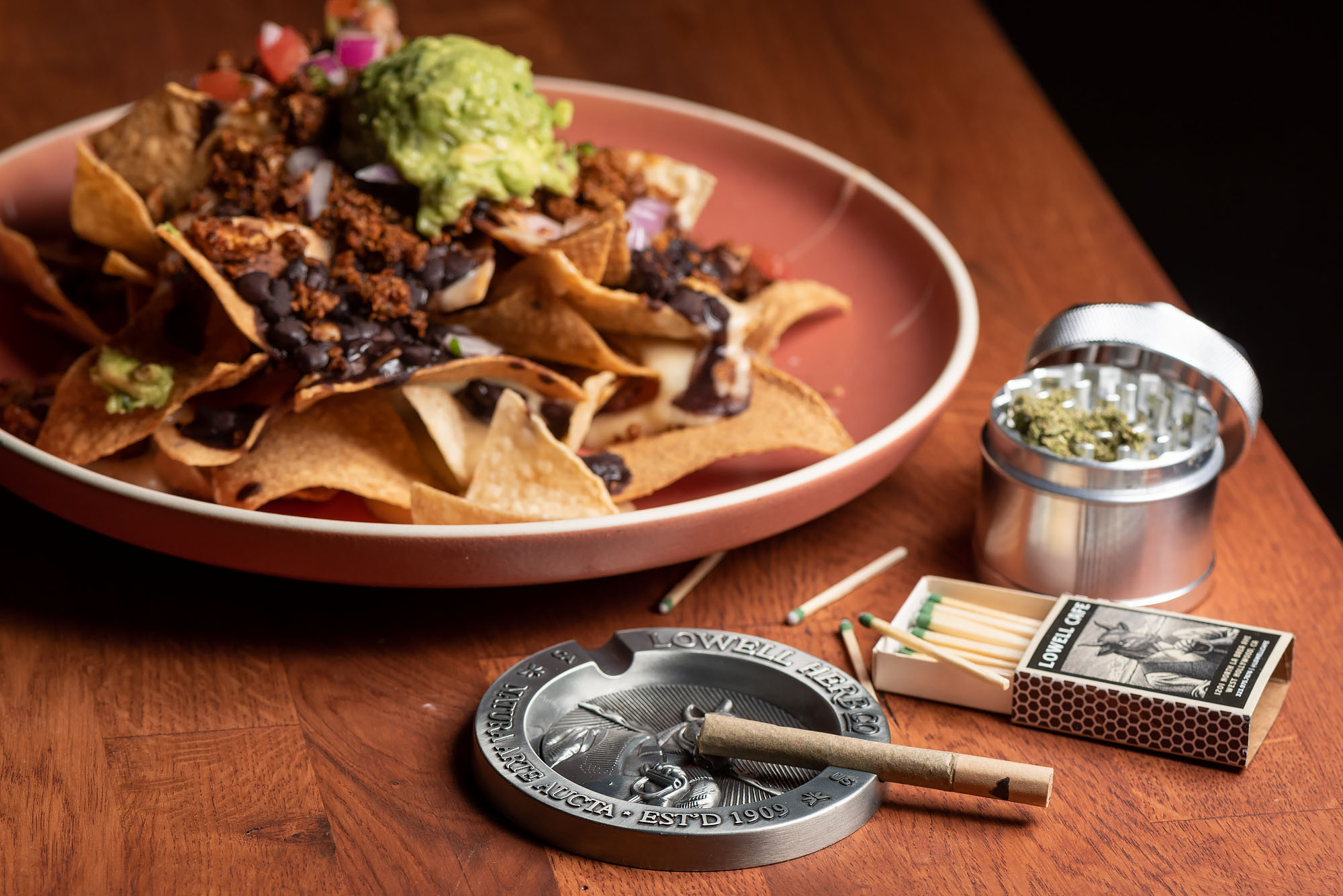 Vegan nachos and cannabis products from the Cannabis Cafe