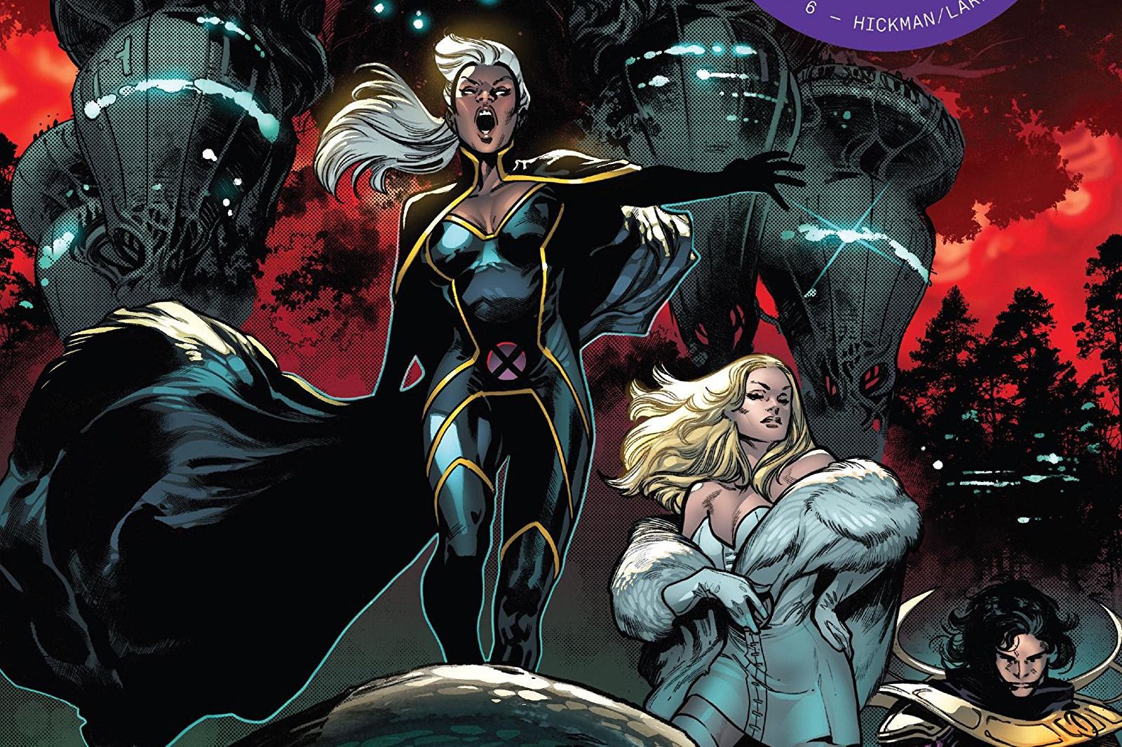 Storm, Emma Frost, and Exodus on the cover of House of X #6, Marvel Comics (2019). 