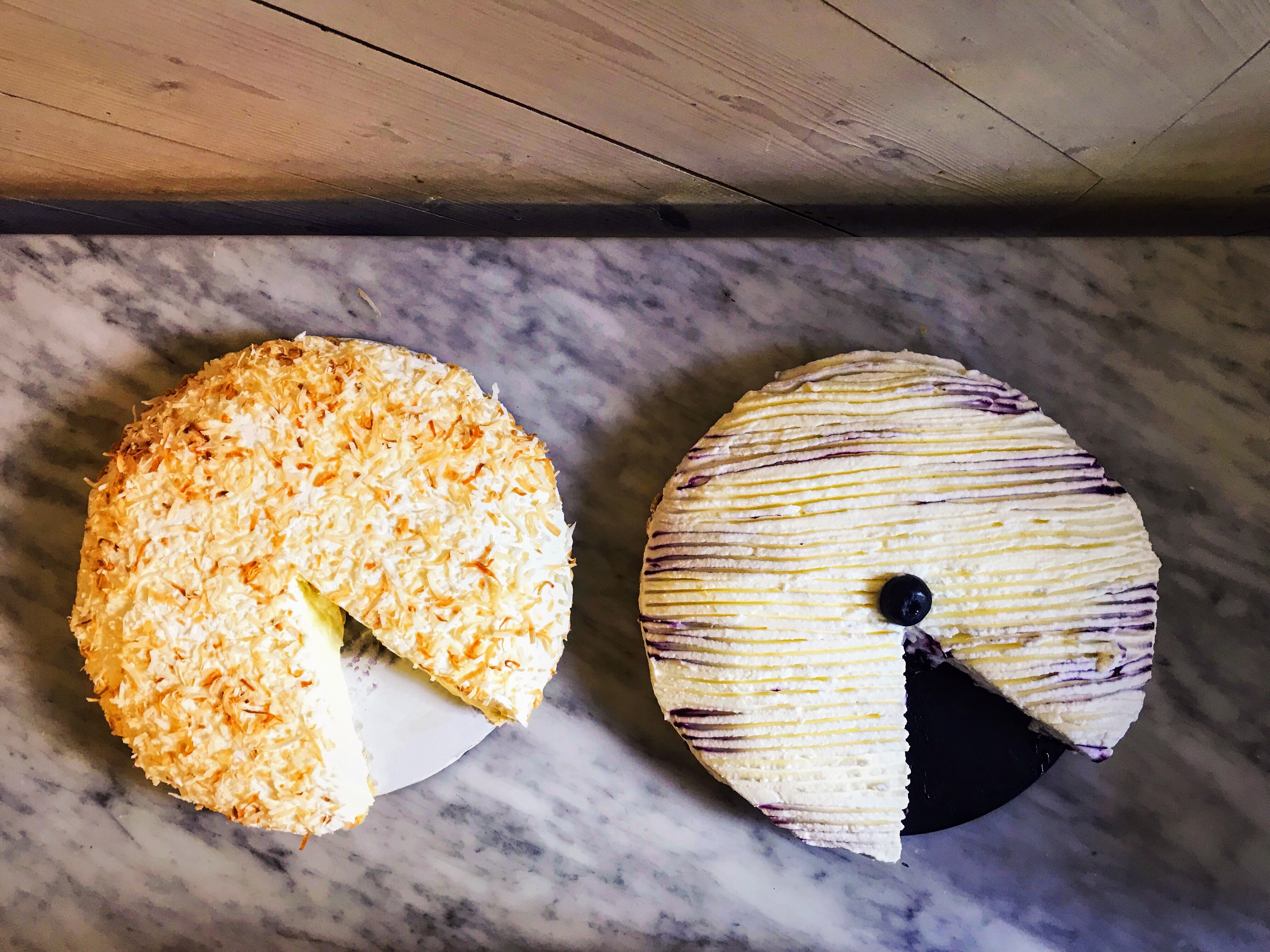 The coconut cream and Royal Blue pies from Baked and Boozy