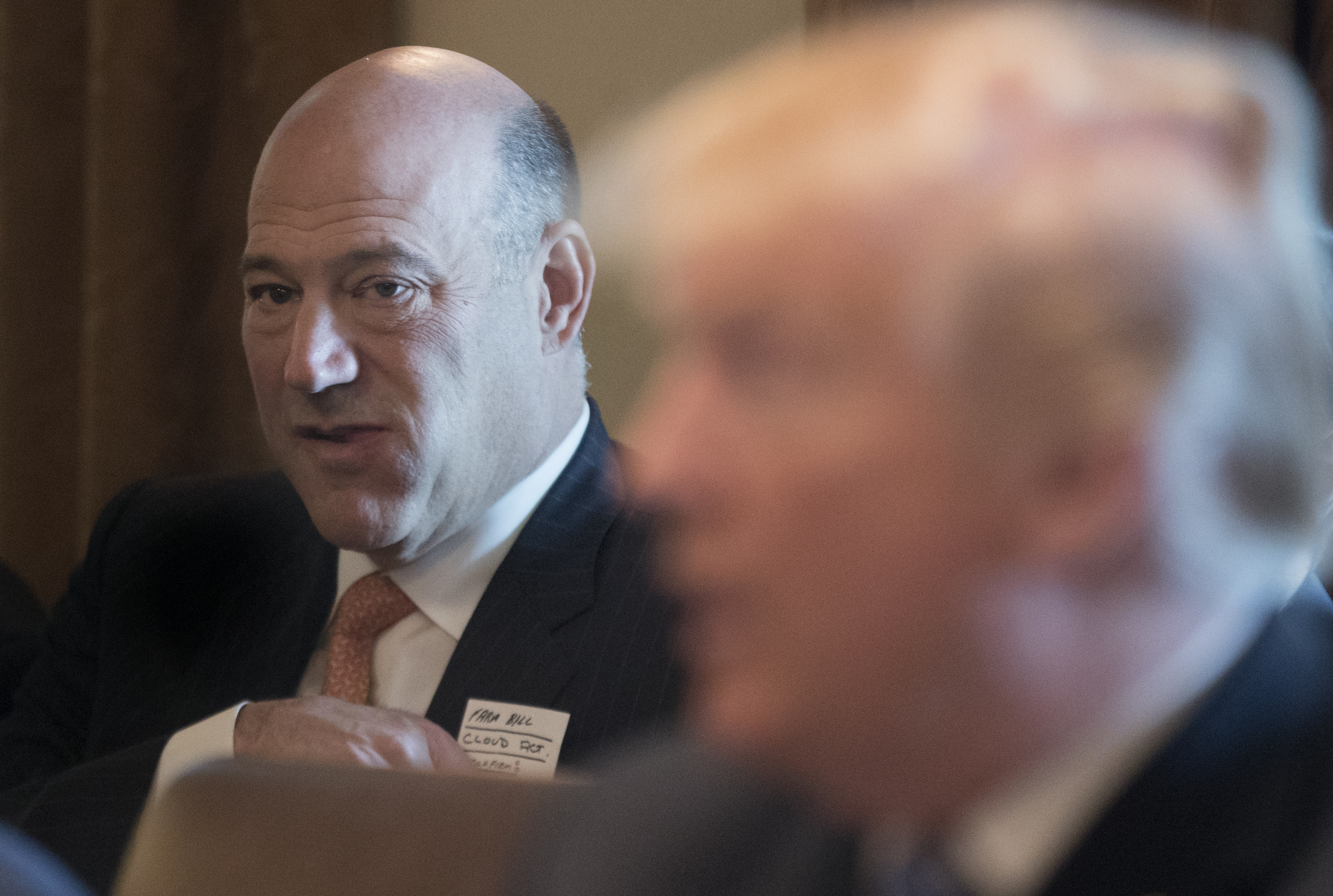 Former National Economic Council adviser Gary Cohn sits in a meeting with President Trump.
