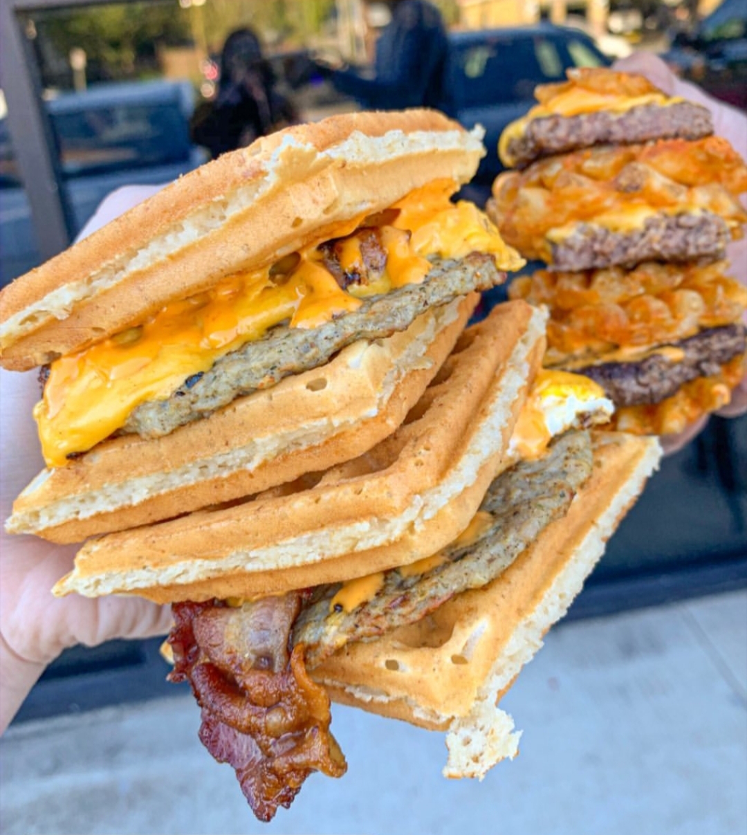 Waffle sandwiches at The Waffle Bus