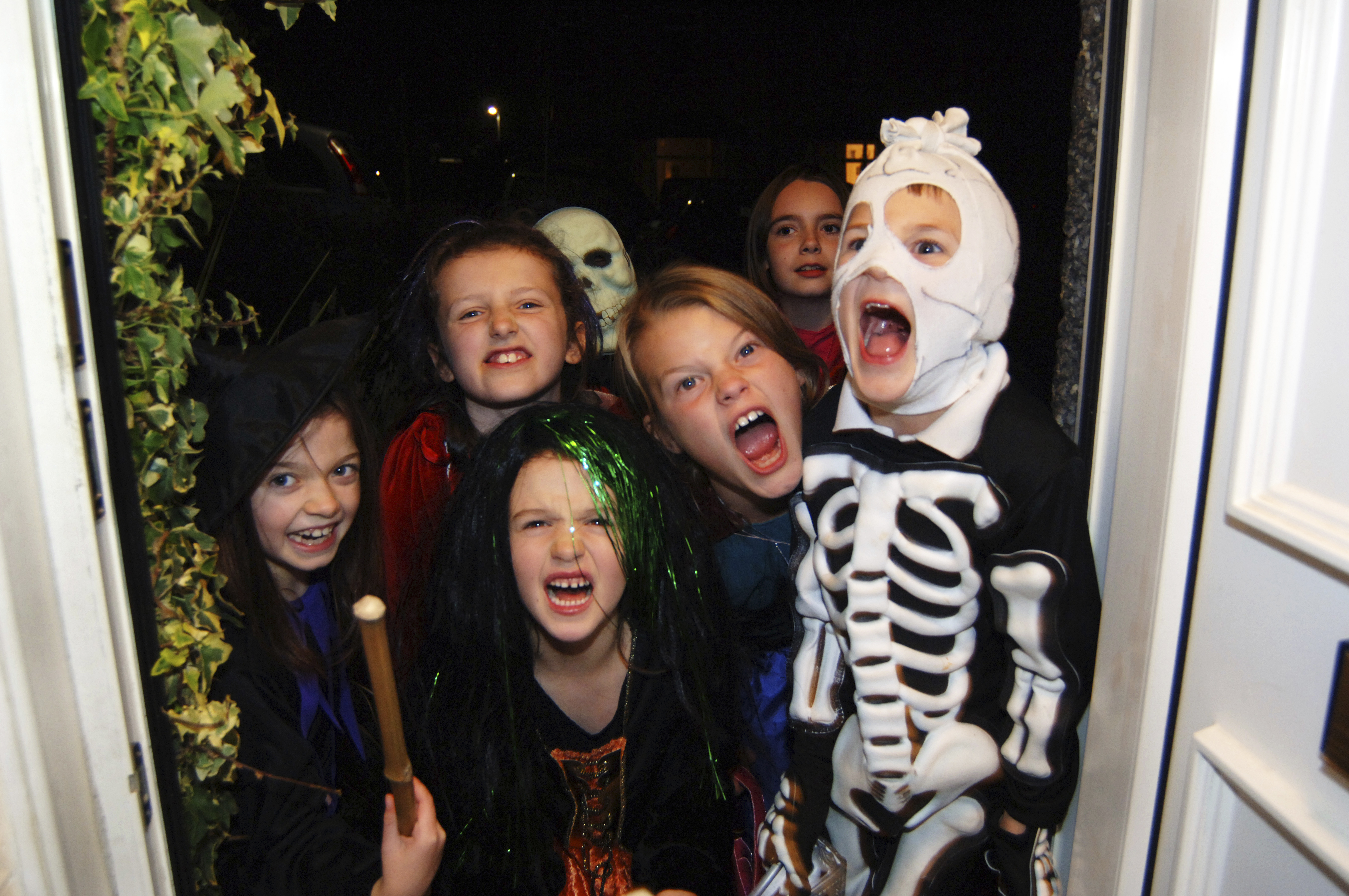 Children trick or treating at Halloween