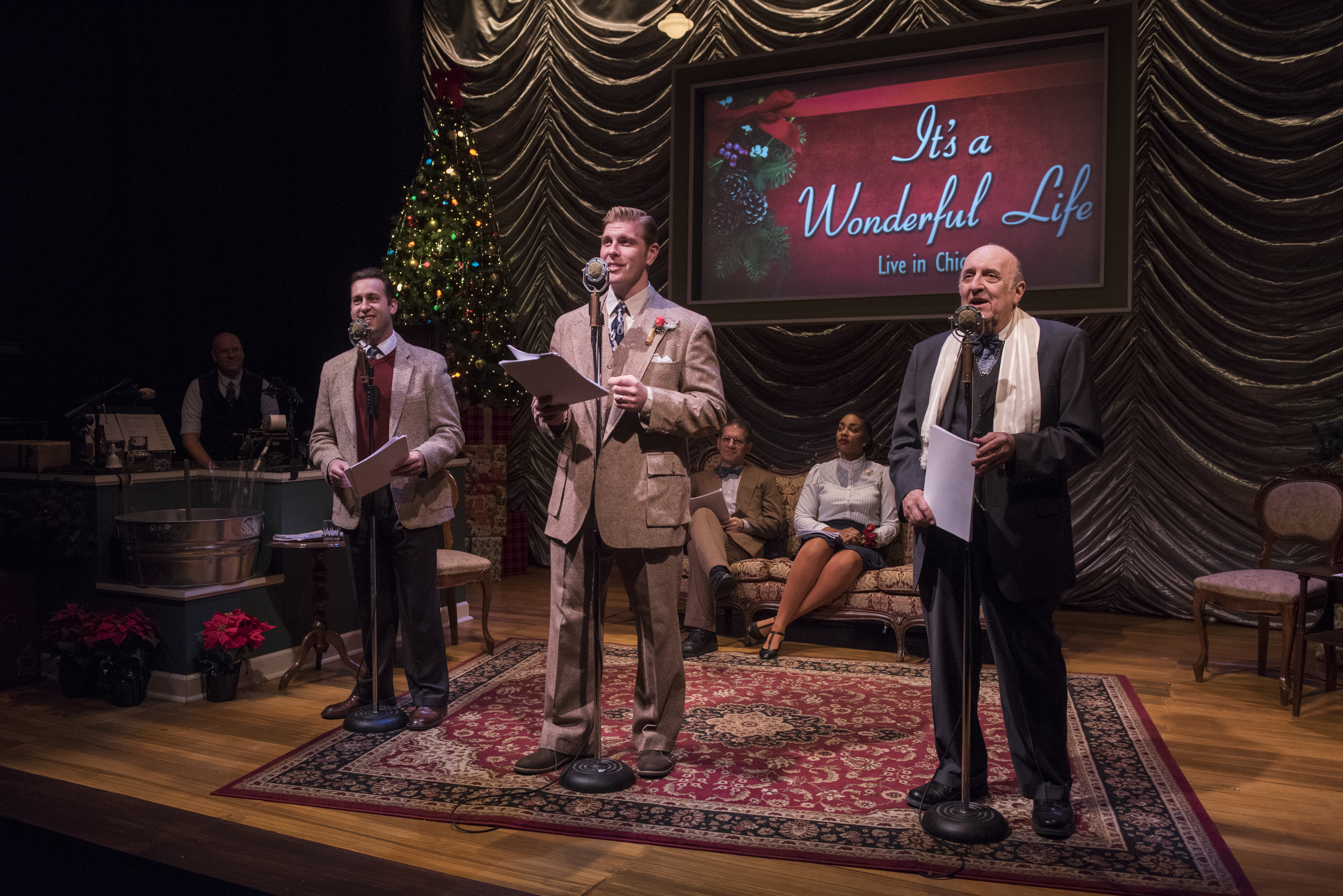 Ian Paul Custer (from left), Brandon Dahlquist and John Mohrlein are among the cast of “It’s a Wonderful Life: Live in Chicago!” 