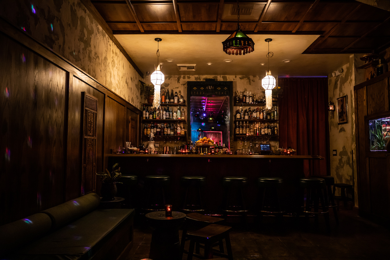 The main room of the Spirit House, a cocktail bar in Echo Park, California