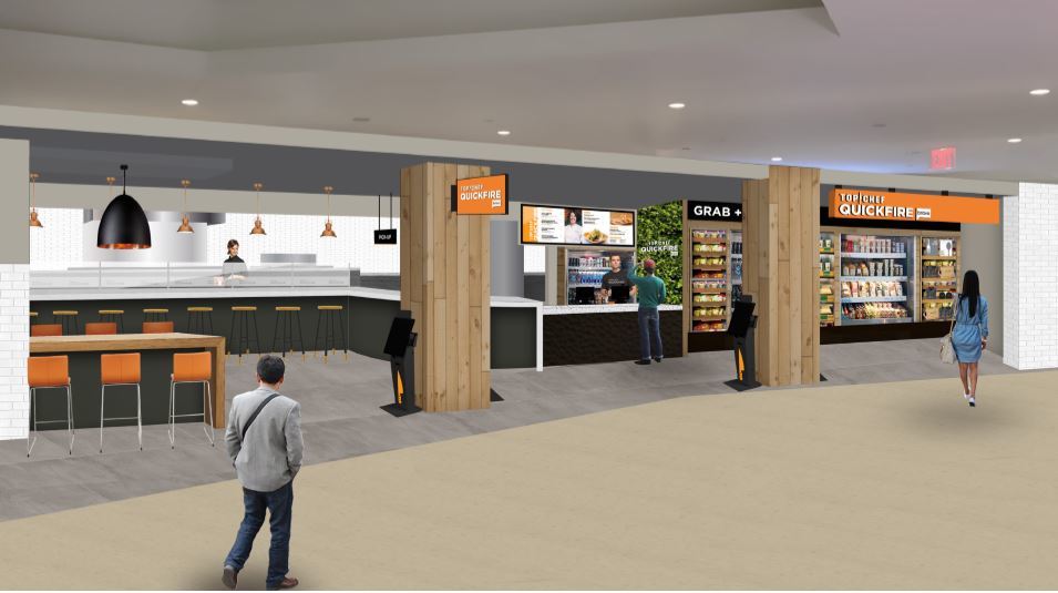 rendering of a restaurant in a food court